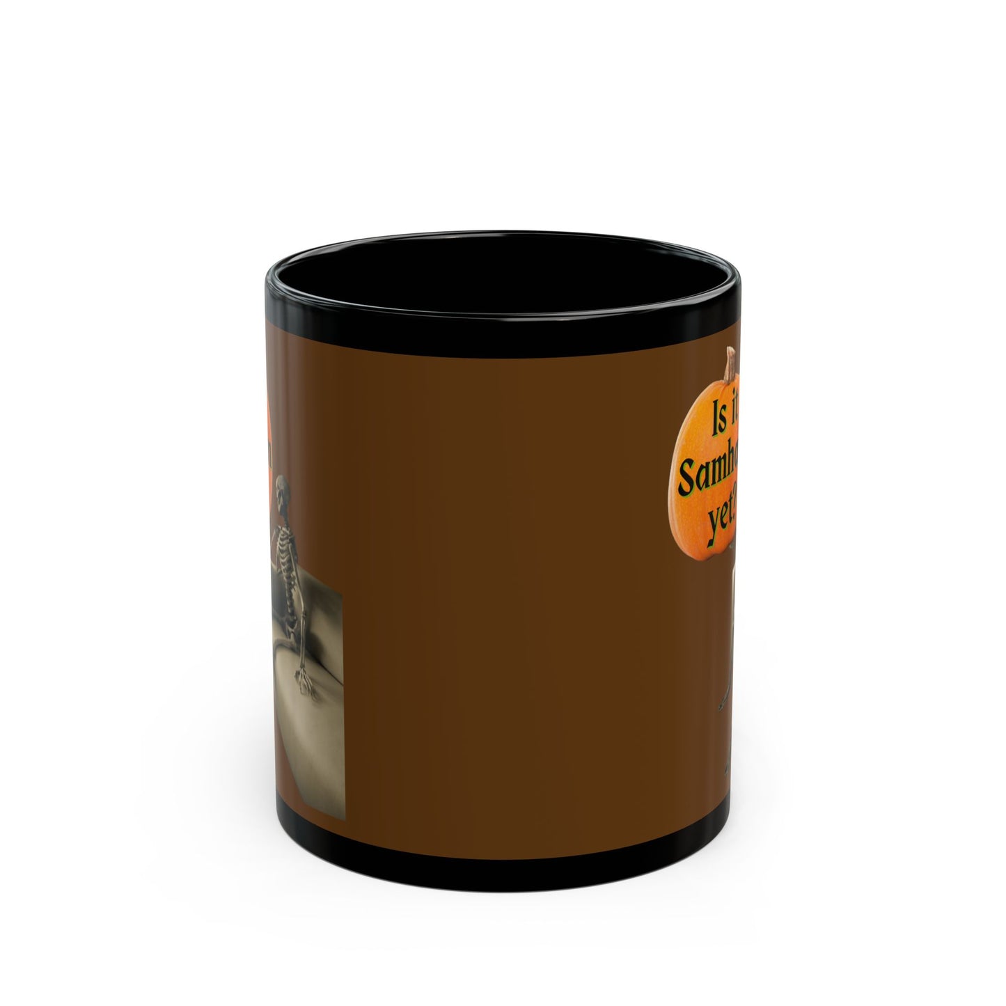 Is it Samhain yet? Skeleton's Pumpkin Brown Mug by CreepyCrafts.boo
