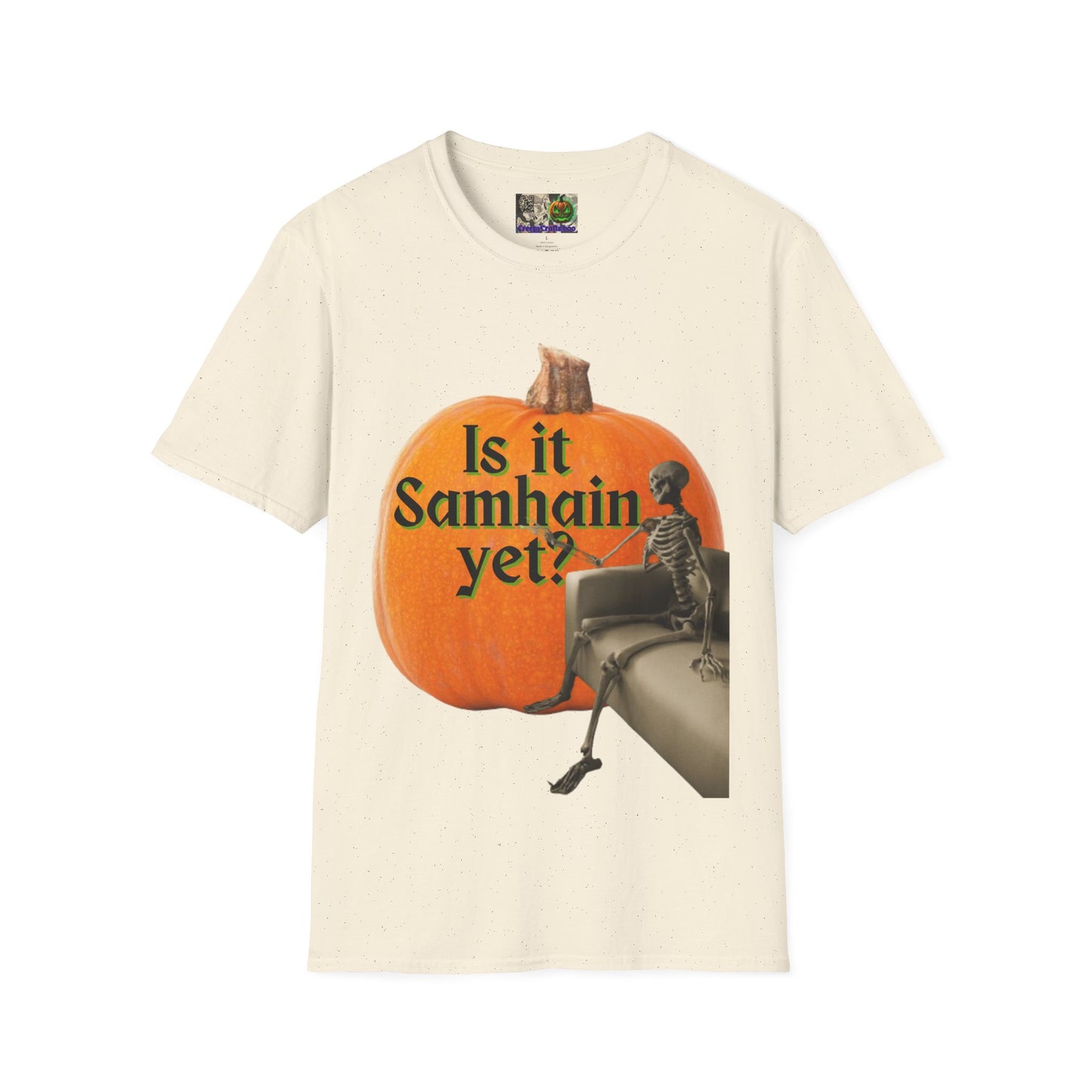 Is It Samhain Yet? Skeleton's Giant Pumpkin Light colors Unisex T-Shirt by CreepyCrafts.boo