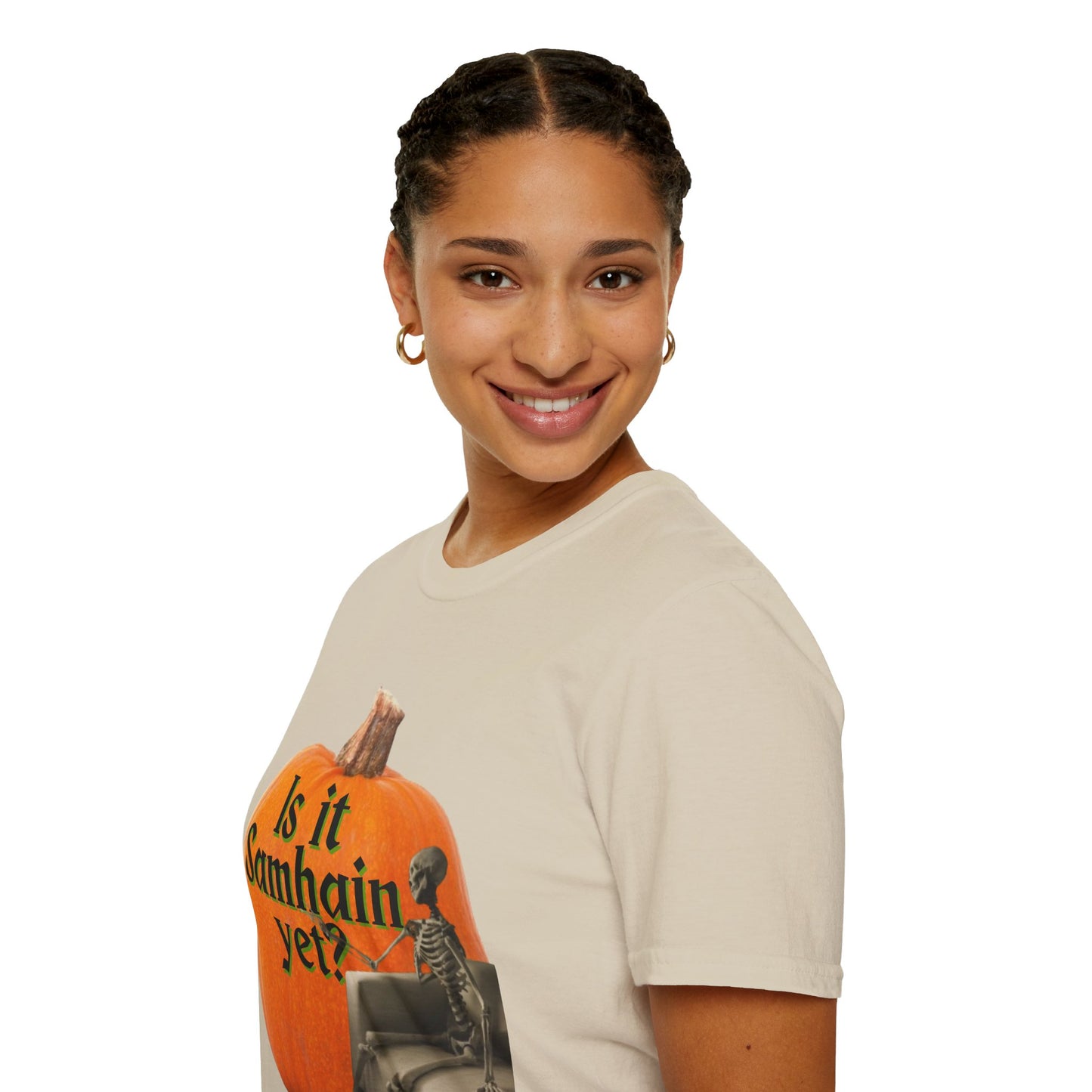 Is It Samhain Yet? Skeleton's Giant Pumpkin Light colors Unisex T-Shirt by CreepyCrafts.boo