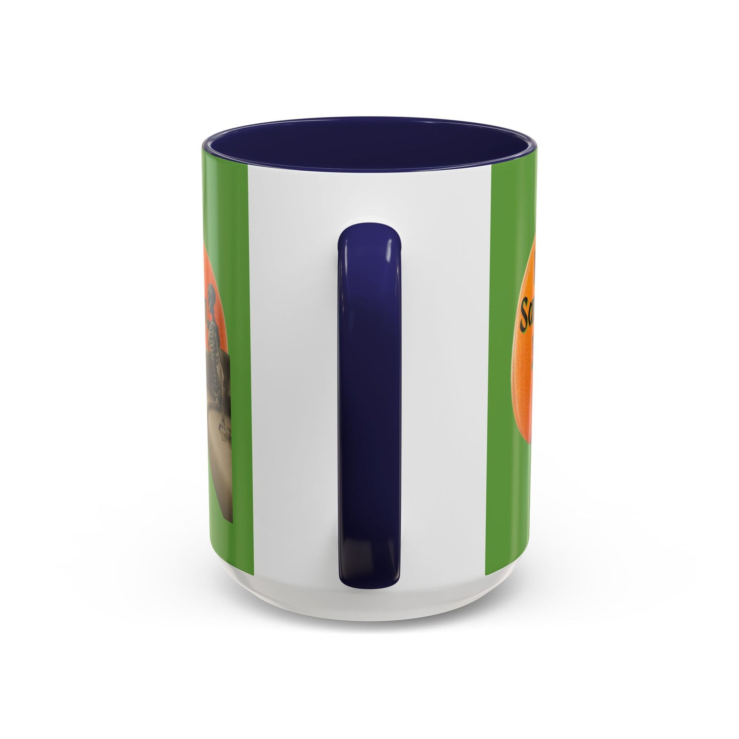 Is It Samhain Yet? Skeleton's Giant Pumpkin Green Accent Mug by CreepyCrafts.boo