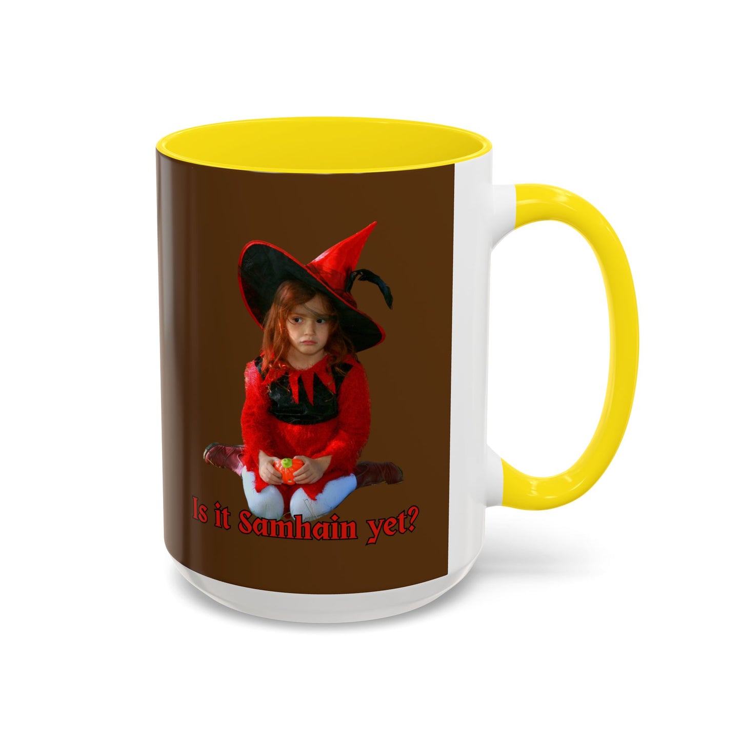 Is it Samhain yet? Brown Accent Mug by CreepyCrafts.boo