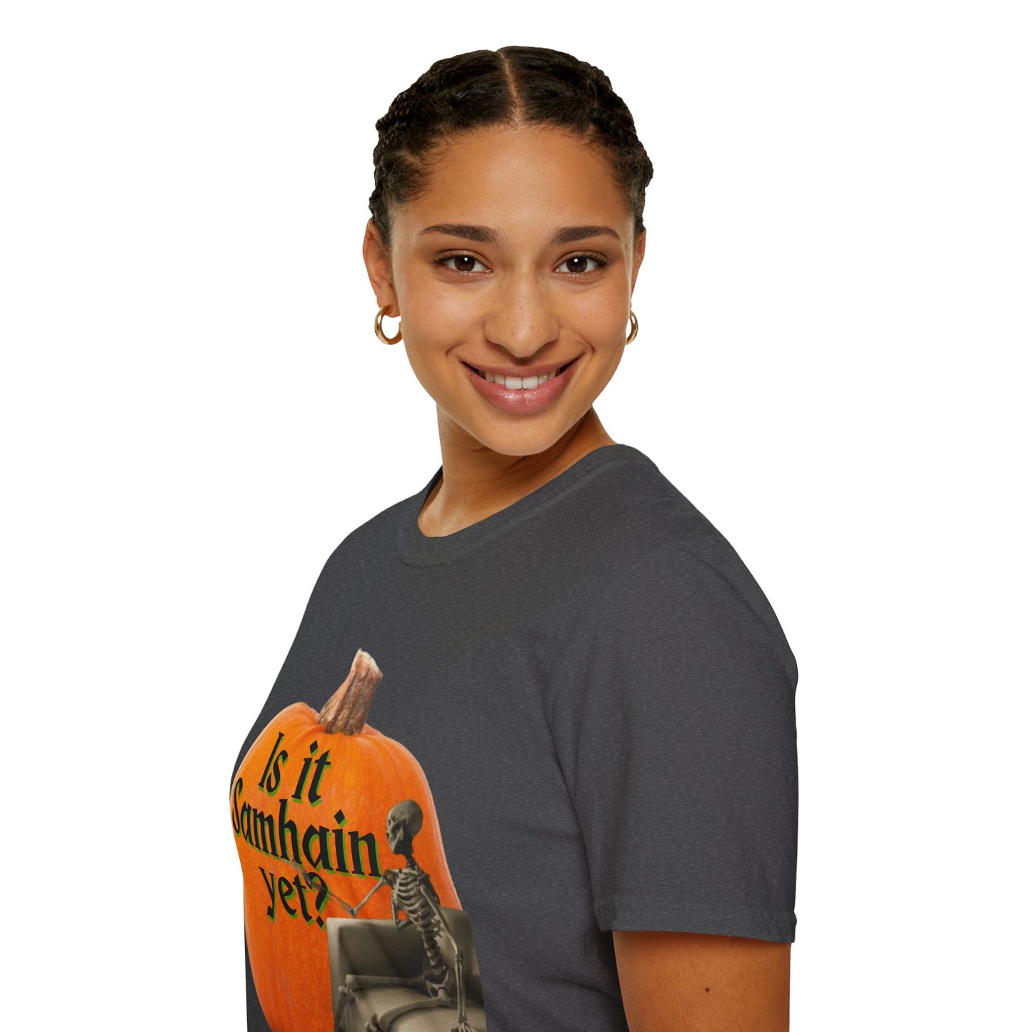 Is It Samhain Yet? Skeleton's Giant Pumpkin Dark colors Unisex T-Shirt by CreepyCrafts.boo