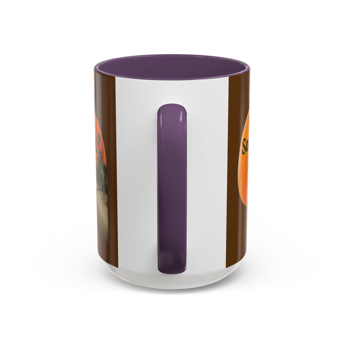 Is It Samhain Yet? Skeleton's Giant Pumpkin Brown Accent Mug by CreepyCrafts.boo