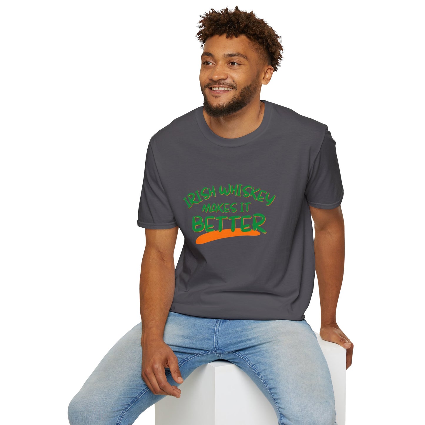 Irish Whiskey makes it better GNfont DKcolors Unisex T-Shirt by cypherpunkgear.com
