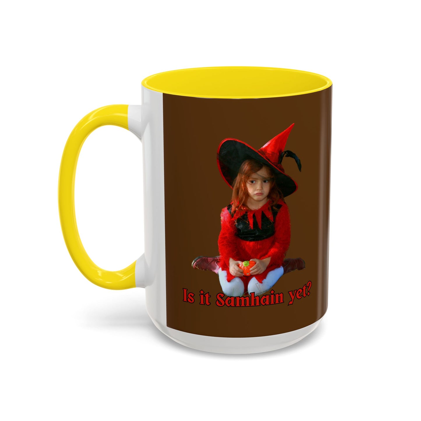 Is it Samhain yet? Brown Accent Mug by CreepyCrafts.boo