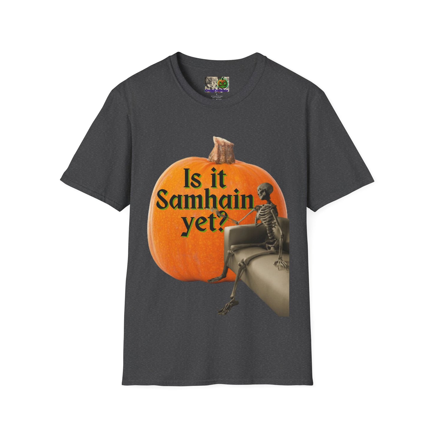 Is It Samhain Yet? Skeleton's Giant Pumpkin Dark colors Unisex T-Shirt by CreepyCrafts.boo