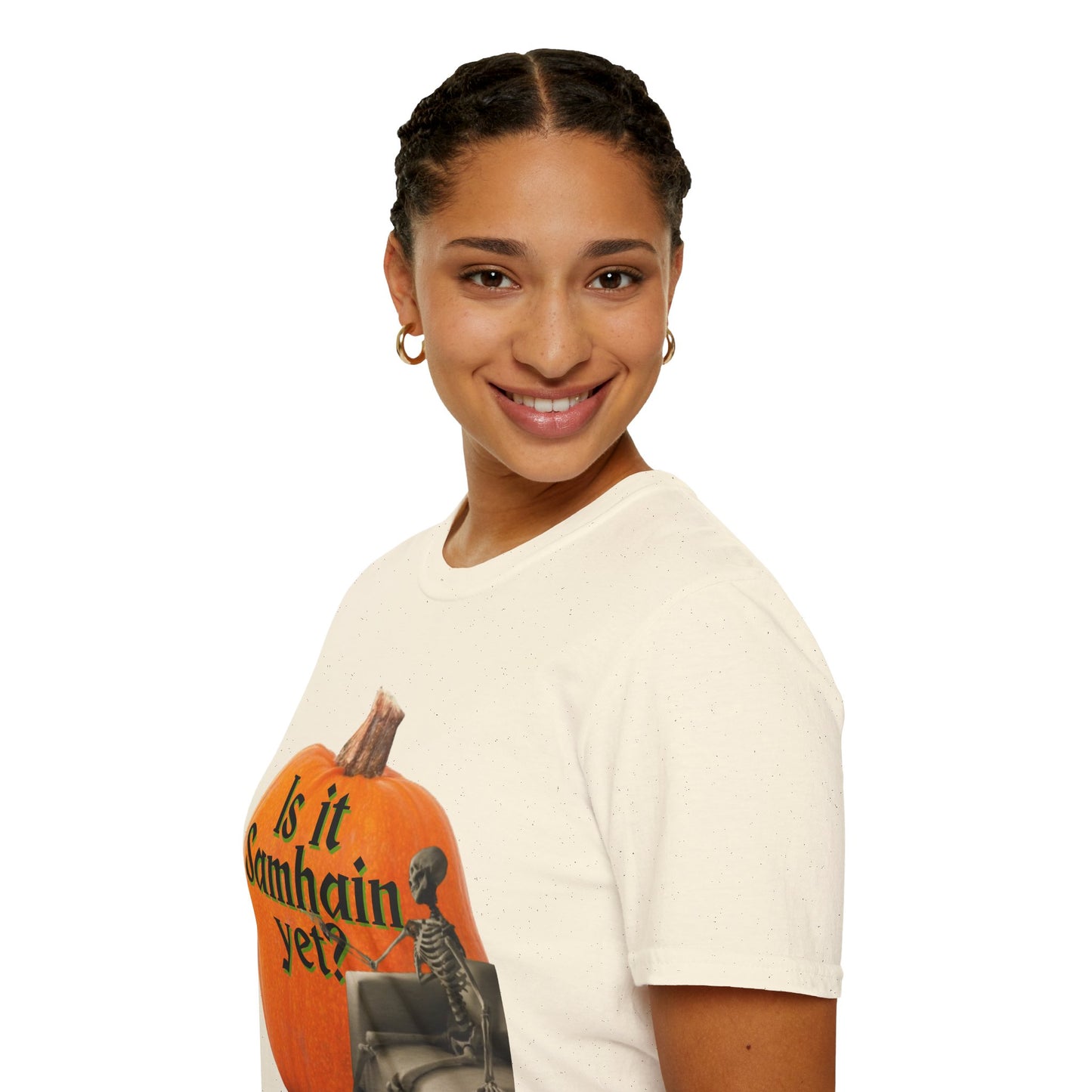 Is It Samhain Yet? Skeleton's Giant Pumpkin Light colors Unisex T-Shirt by CreepyCrafts.boo