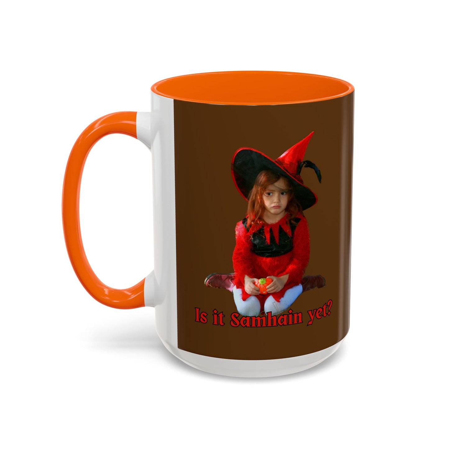 Is it Samhain yet? Brown Accent Mug by CreepyCrafts.boo