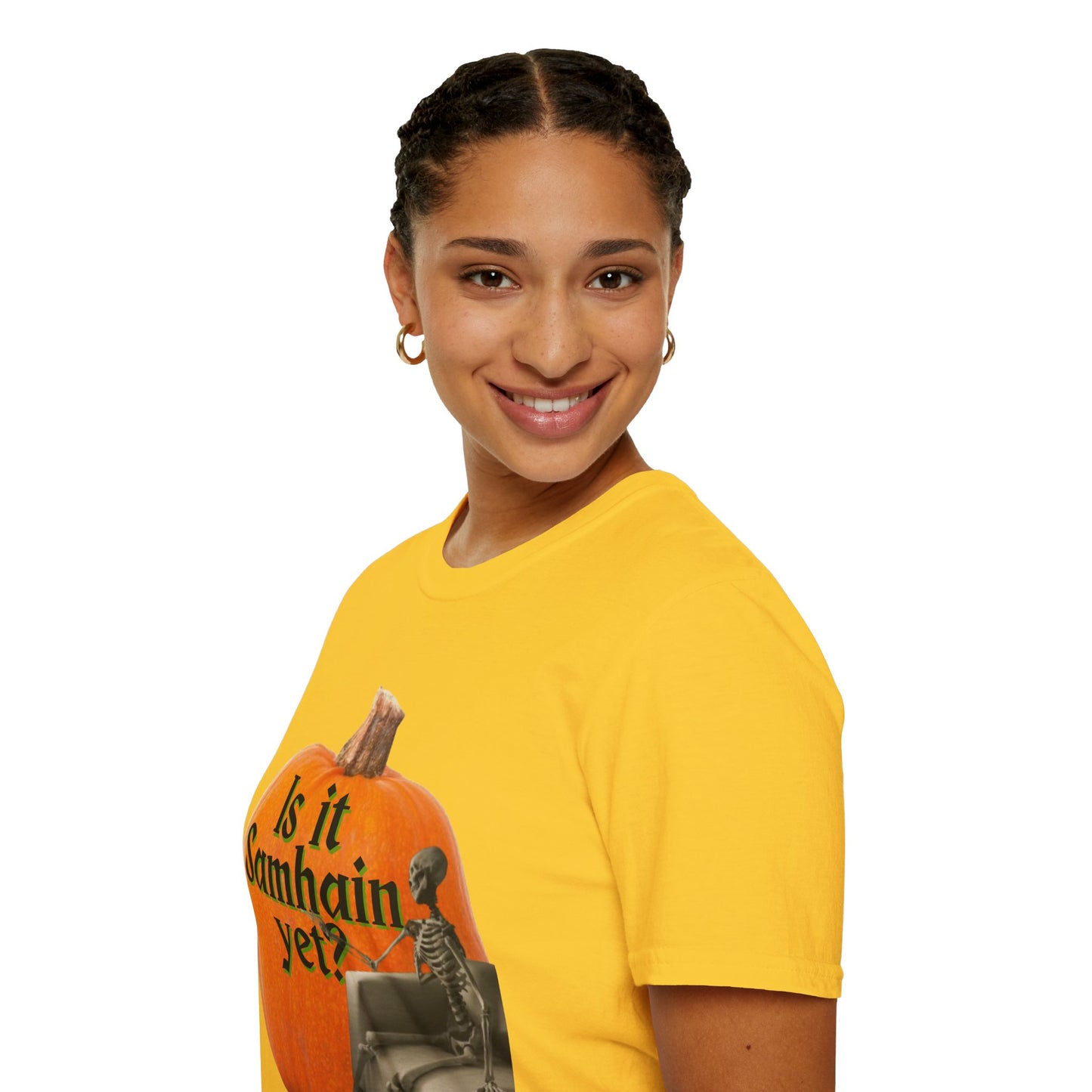 Is It Samhain Yet? Skeleton's Giant Pumpkin Light colors Unisex T-Shirt by CreepyCrafts.boo
