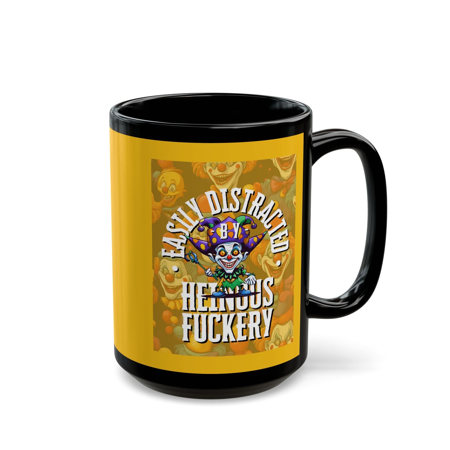 Easily Distracted by Heinous Fuckery Little Jinx Yellow Mug by cypherpunkgear.com