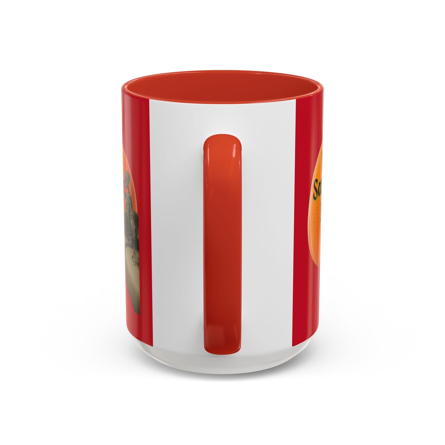 Is It Samhain Yet? Skeleton's Giant Pumpkin Red Accent Mug by CreepyCrafts.boo