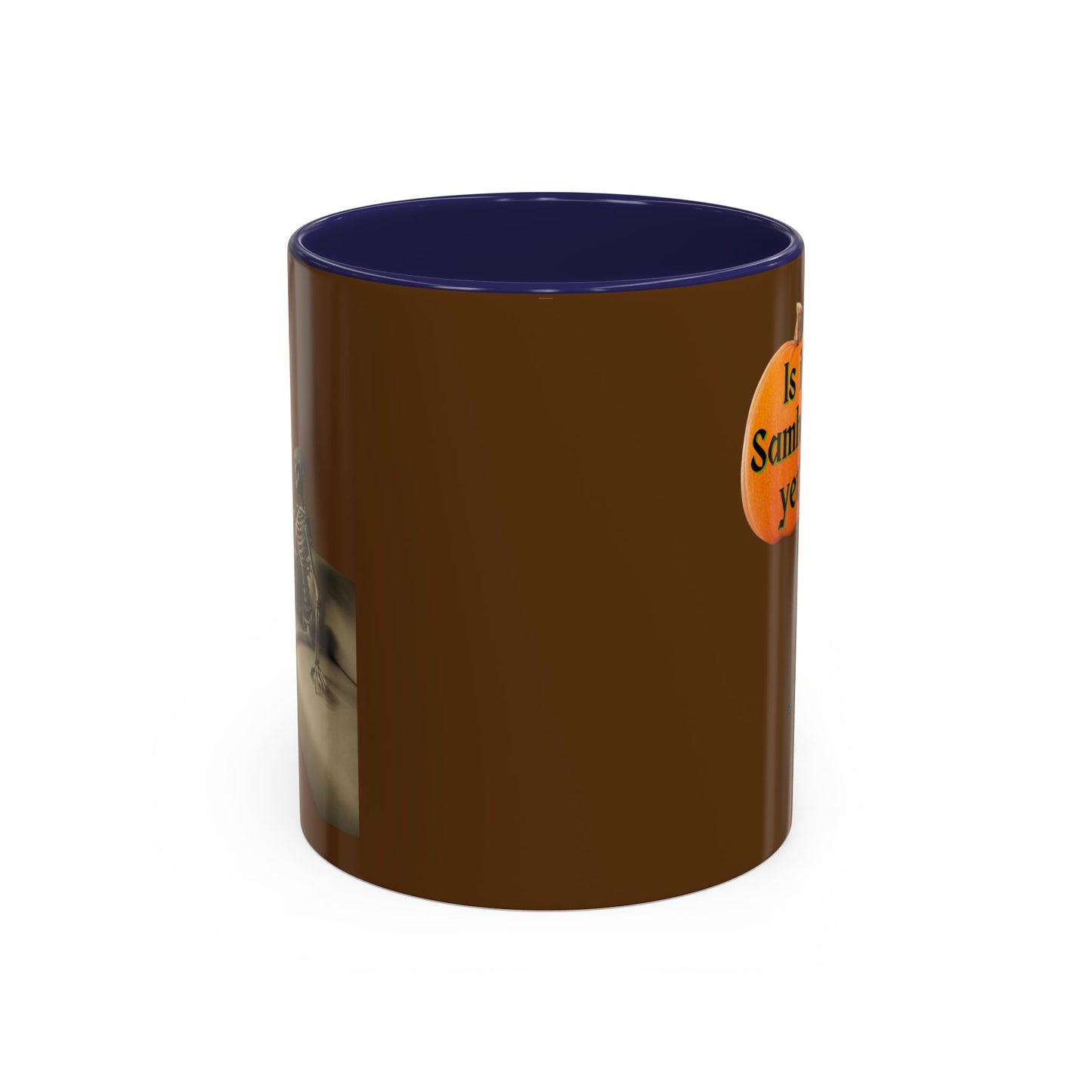 Is it Samhain yet? Skeleton's Pumpkin Brown Accent Mug by CreepyCrafts.boo
