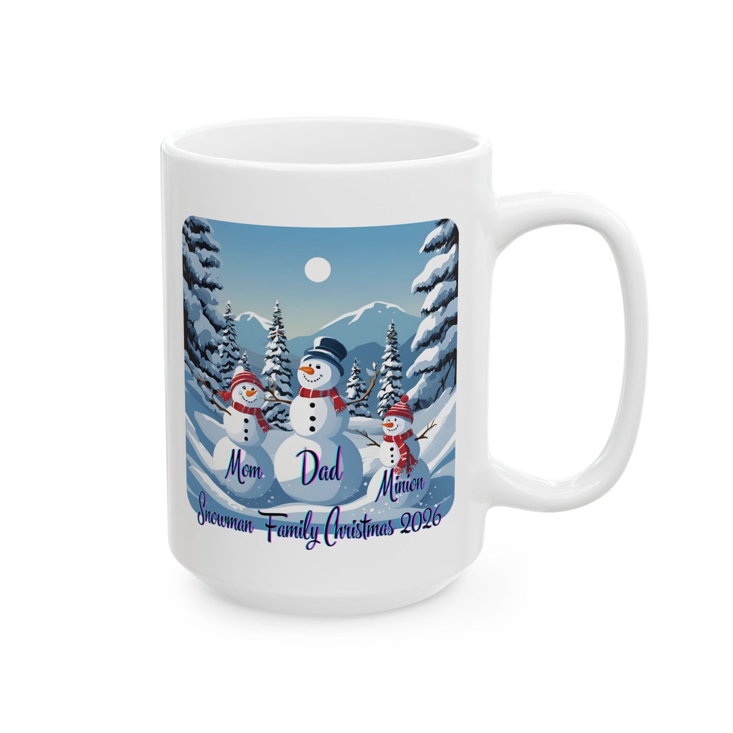 Snowman Family of 3 White Mug by cypherpunkgear.com