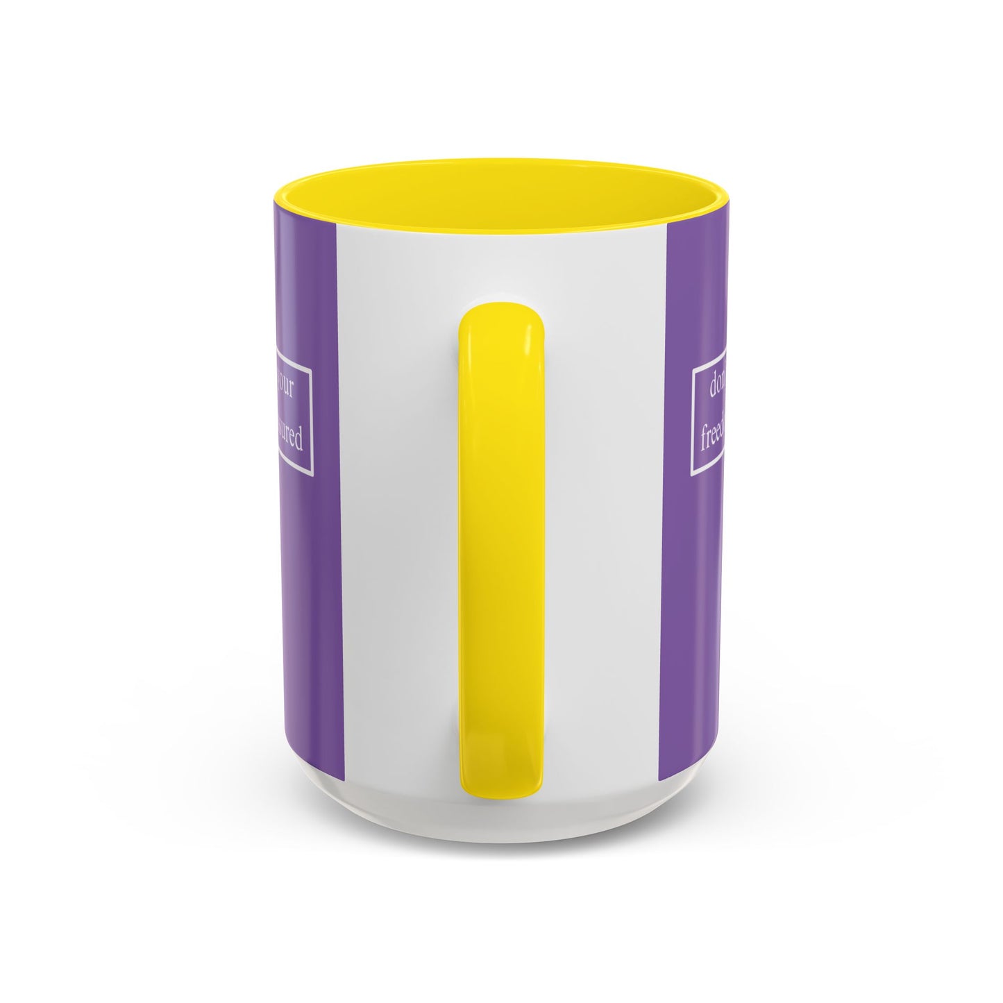 don't assume your freedoms are assured, White font, Light Purple Accent Mug by cypherpunkgear.com