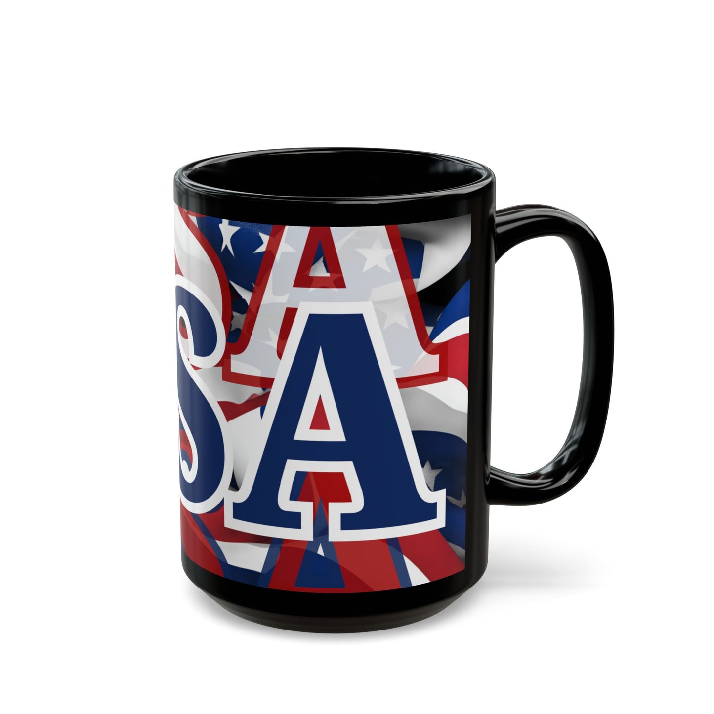 USA! USA! USA Blue font Patriot Black Mug by cypherpunkgear.com