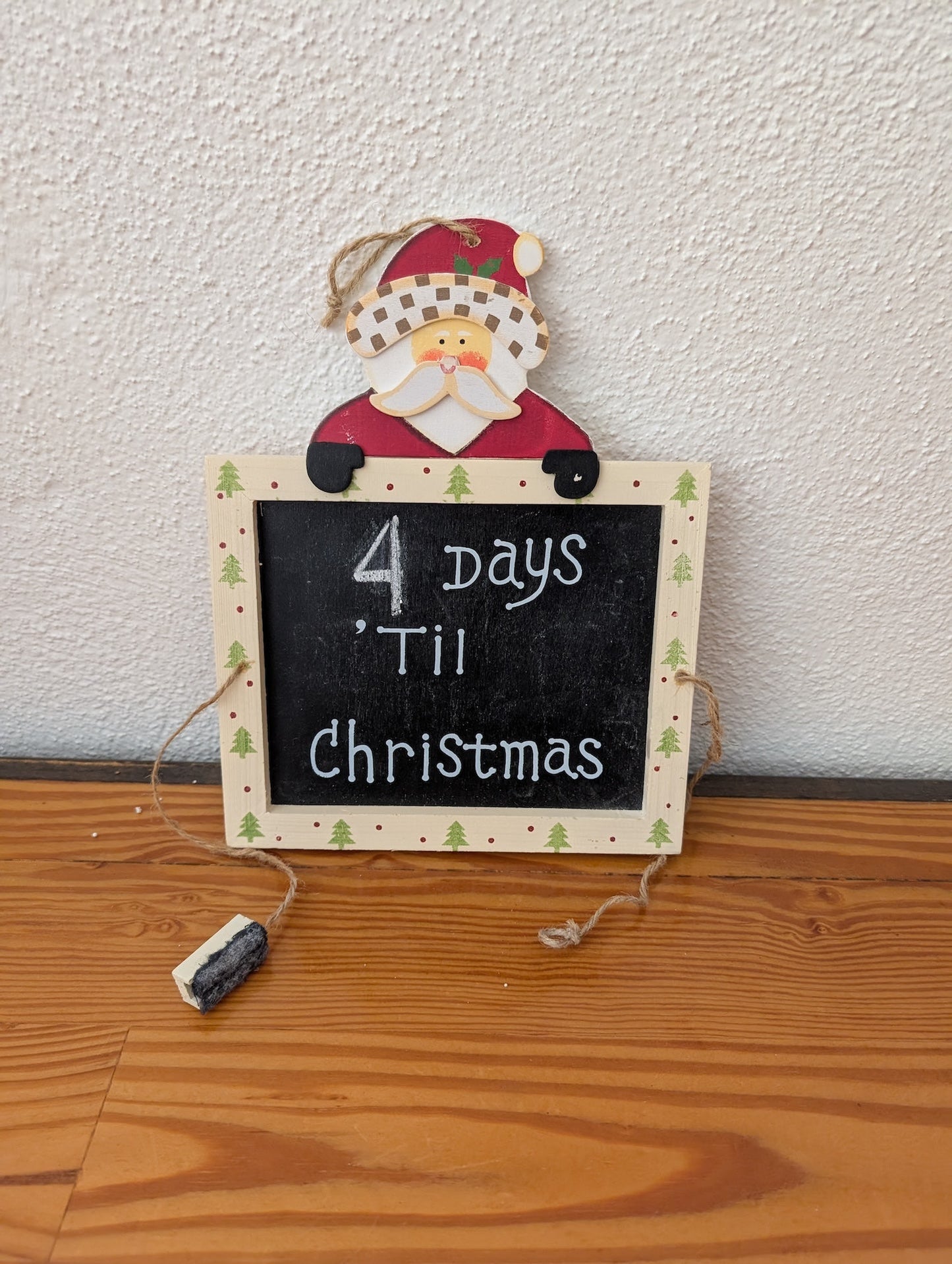 Countdown Chalkboard from Unknown - Holiday Decor (Wood, Chalkboard Paint, Twine Wall Decor / Calendar, Farmhouse, Craft, Whimsical, Cream, Red, Black)