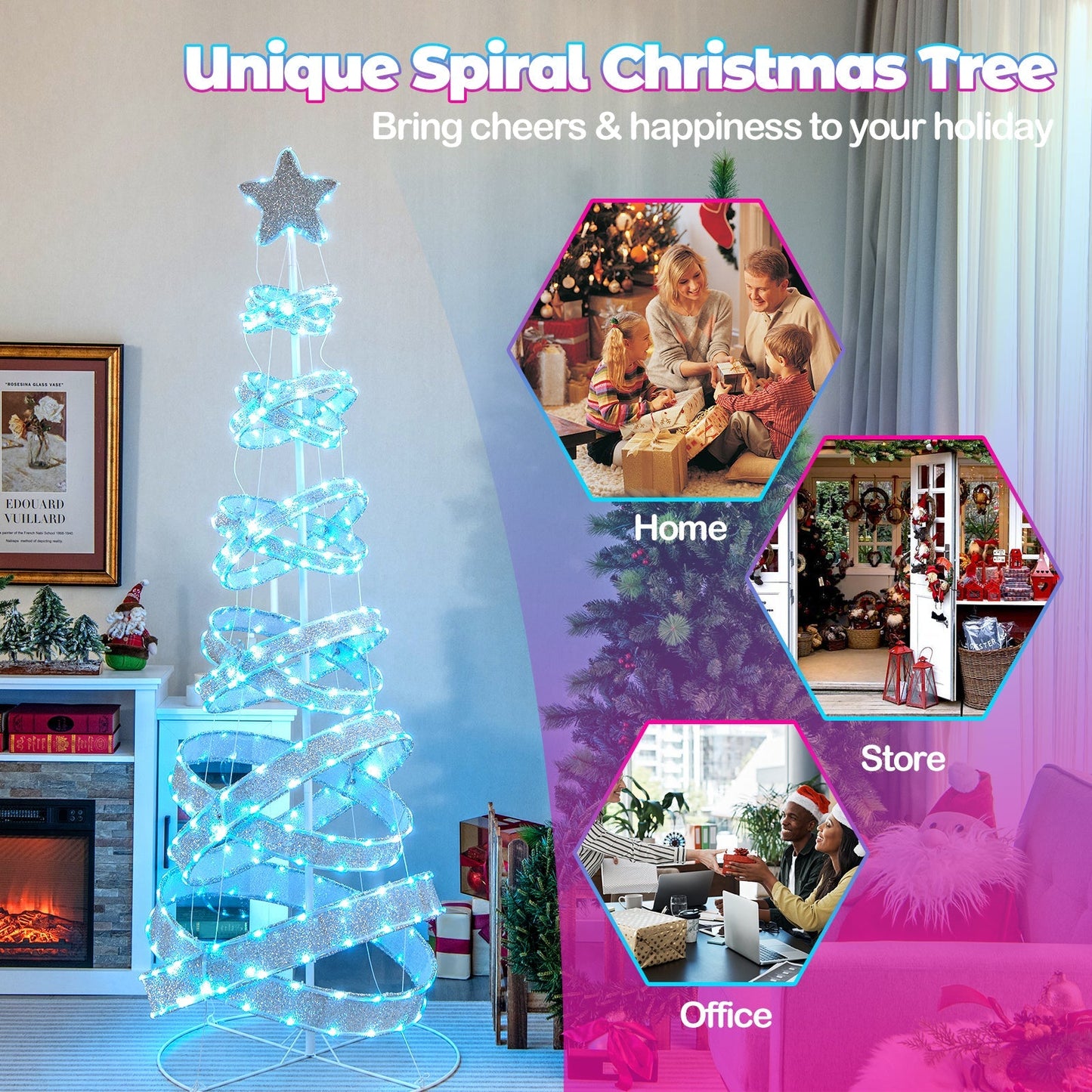 7 Feet Outdoor Spiral Christmas Tree for Party Xmas New Year Decoration