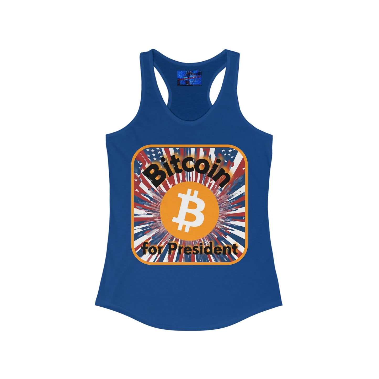 Bitcoin (BTC) for President USA Women's Racerback Tank Top by cypherpunkgear – cypherpunkgear.com | Cypherpunk Merch