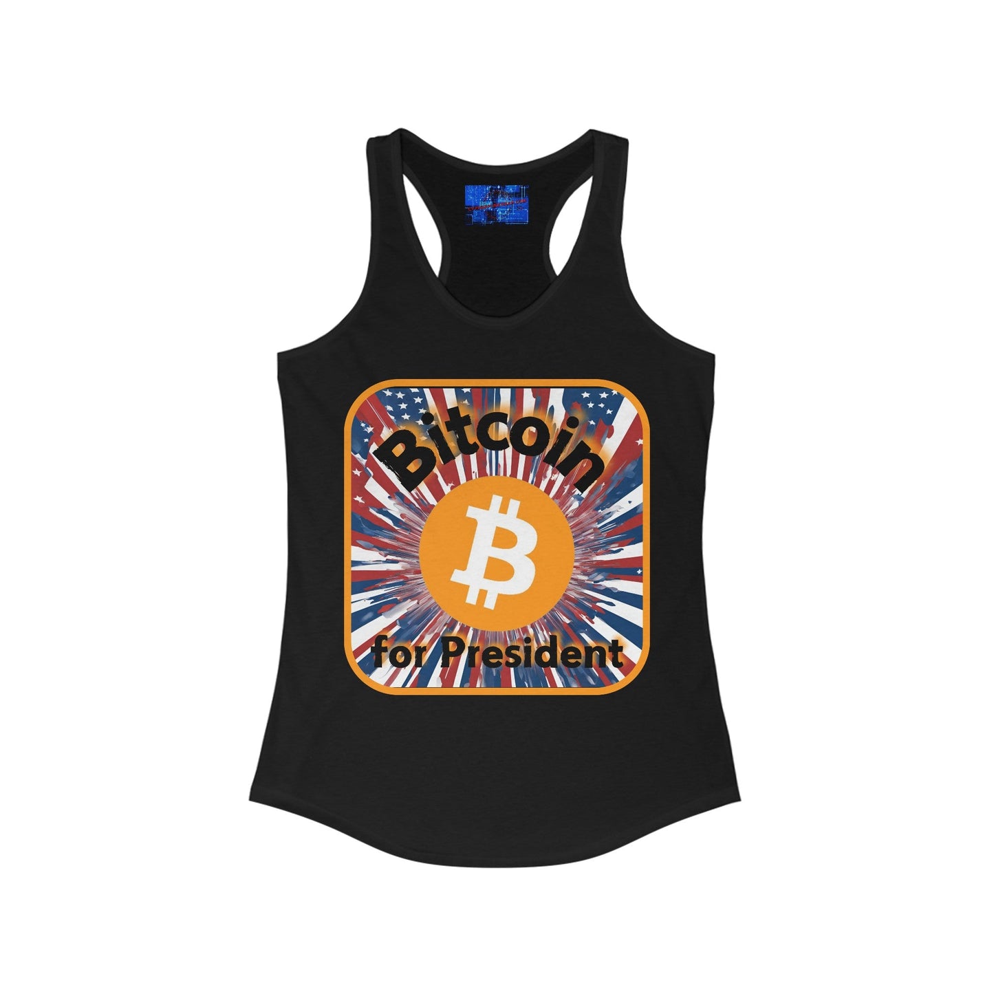 Bitcoin (BTC) for President USA Women's Racerback Tank Top by cypherpunkgear – cypherpunkgear.com | Cypherpunk Merch