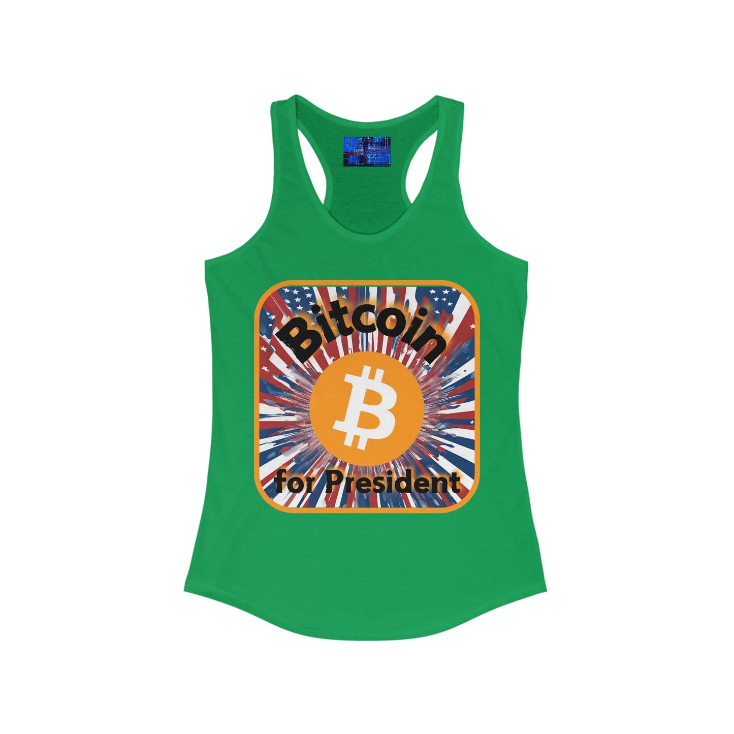 Bitcoin (BTC) for President USA Women's Racerback Tank Top by cypherpunkgear – cypherpunkgear.com | Cypherpunk Merch