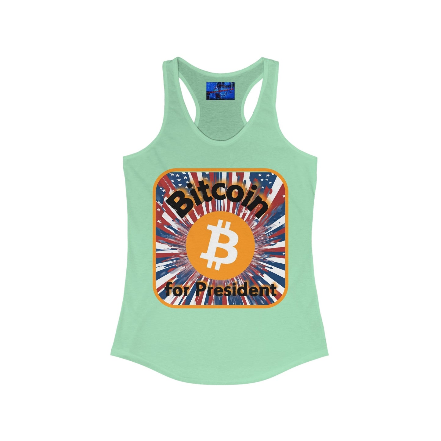 Bitcoin (BTC) for President USA Women's Racerback Tank Top by cypherpunkgear – cypherpunkgear.com | Cypherpunk Merch