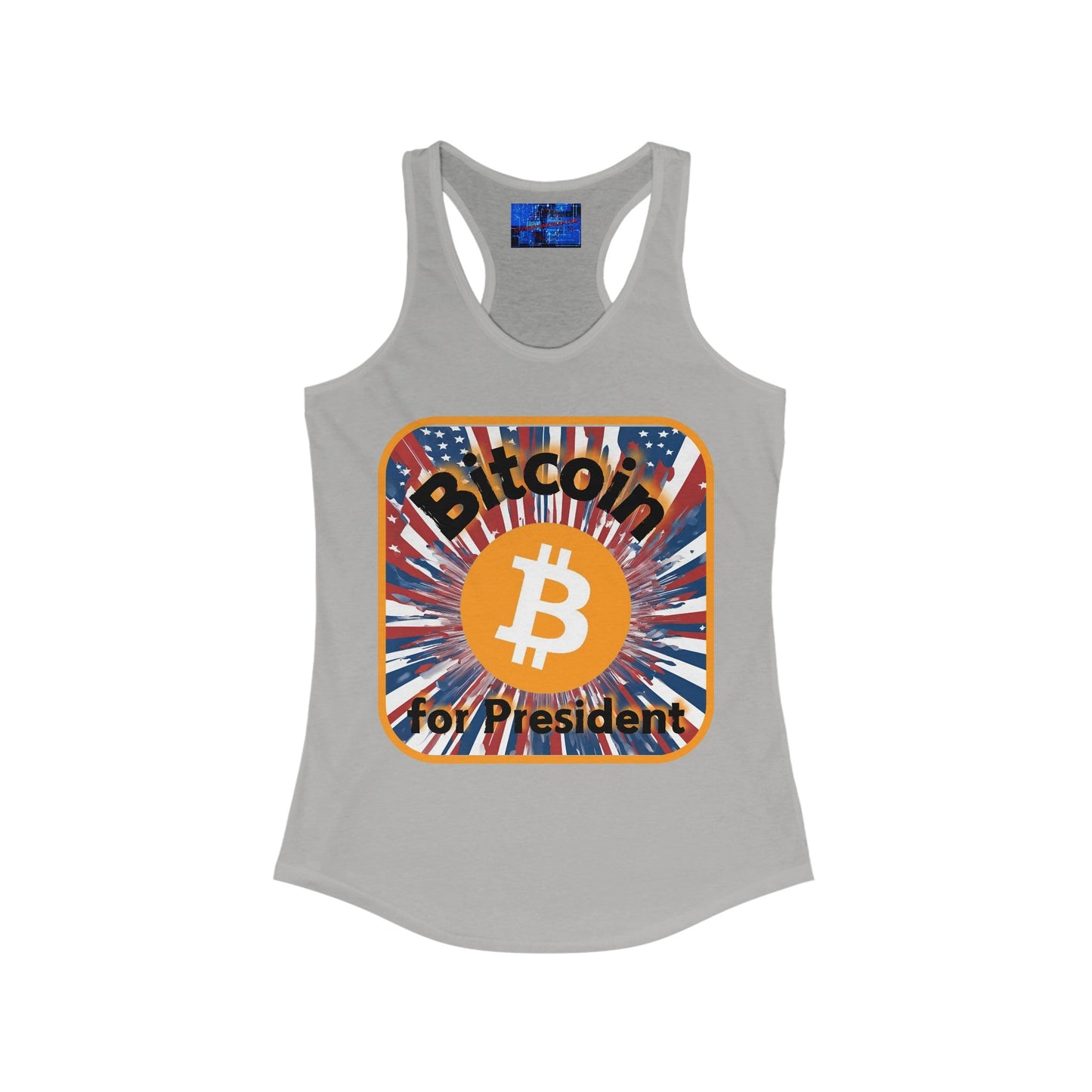 Bitcoin (BTC) for President USA Women's Racerback Tank Top by cypherpunkgear – cypherpunkgear.com | Cypherpunk Merch