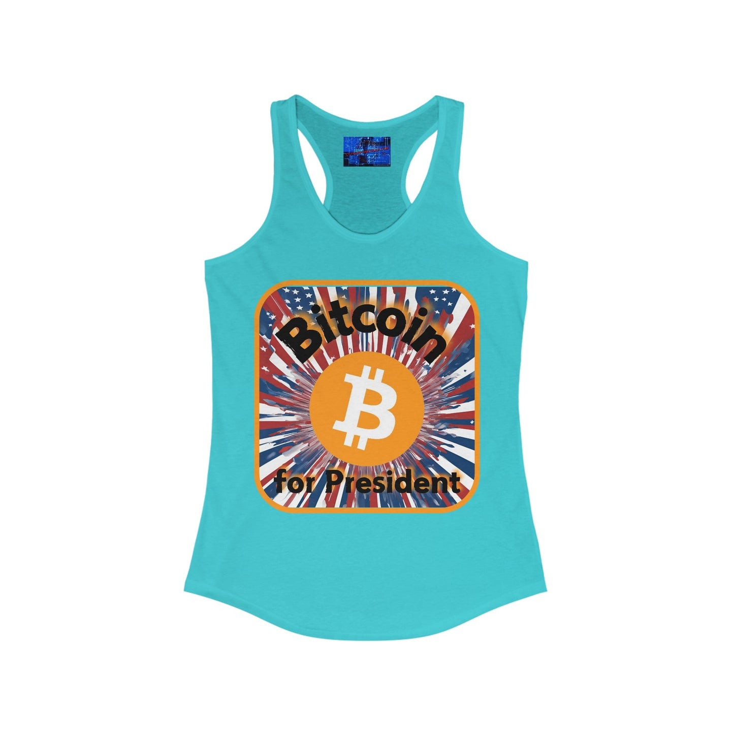 Bitcoin (BTC) for President USA Women's Racerback Tank Top by cypherpunkgear – cypherpunkgear.com | Cypherpunk Merch
