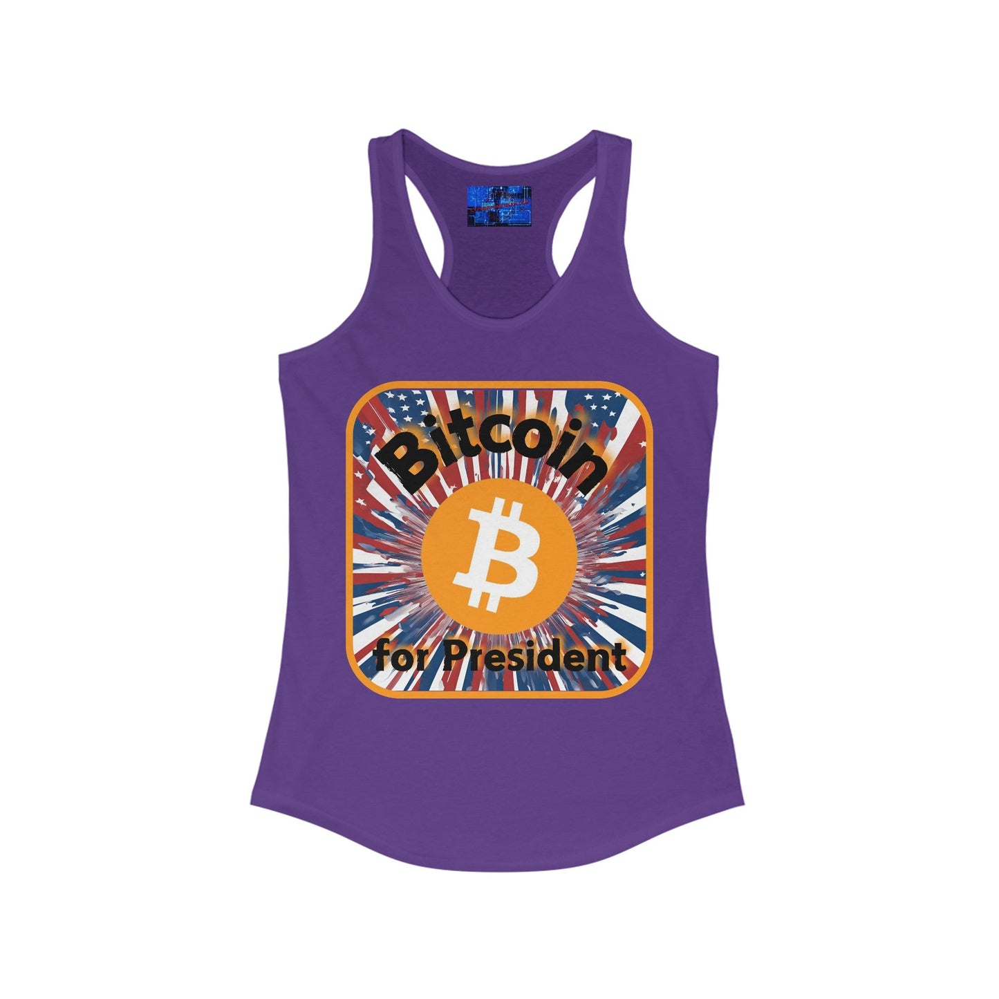 Bitcoin (BTC) for President USA Women's Racerback Tank Top by cypherpunkgear – cypherpunkgear.com | Cypherpunk Merch