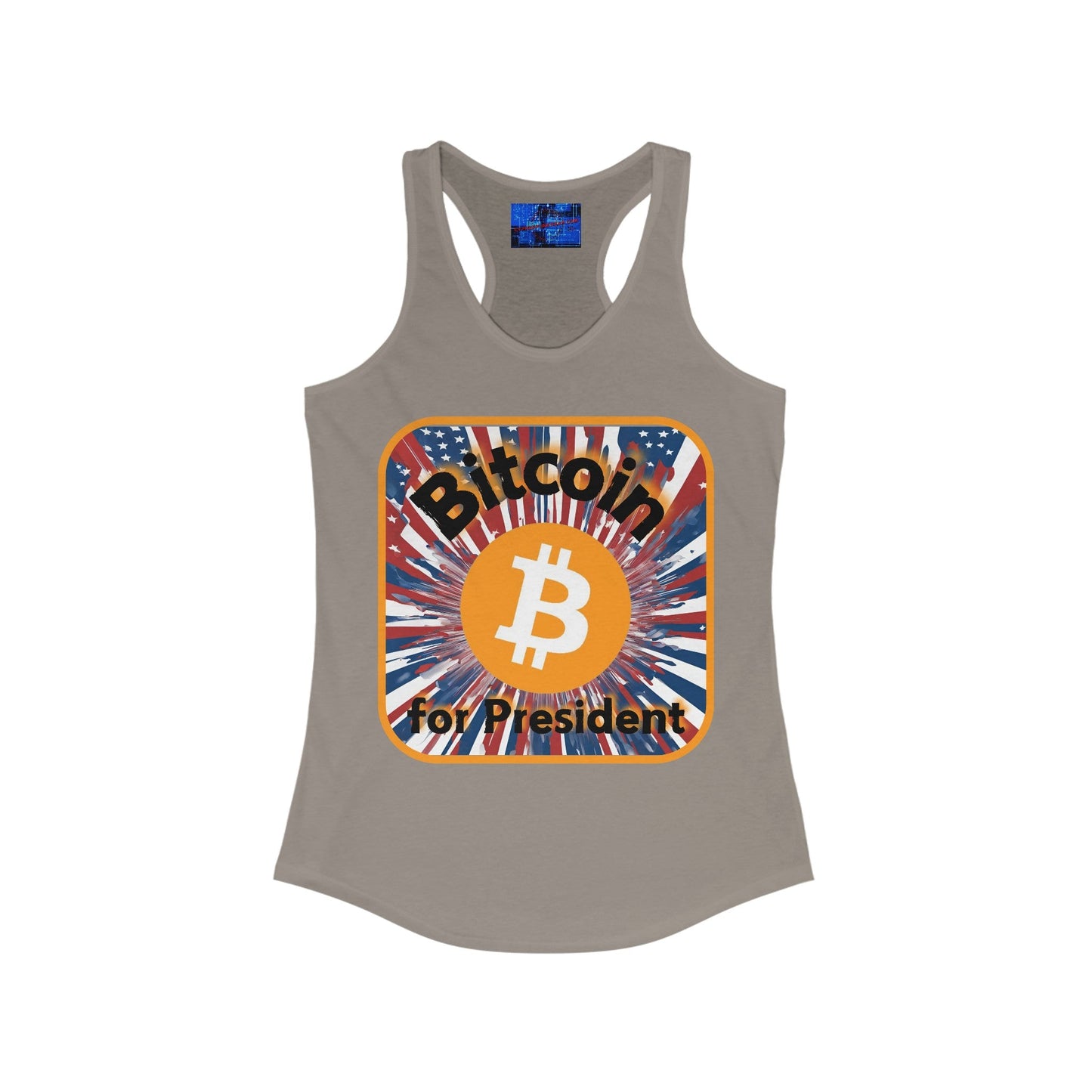 Bitcoin (BTC) for President USA Women's Racerback Tank Top by cypherpunkgear – cypherpunkgear.com | Cypherpunk Merch