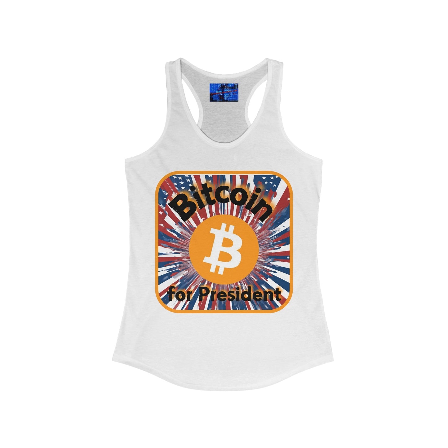Bitcoin (BTC) for President USA Women's Racerback Tank Top by cypherpunkgear – cypherpunkgear.com | Cypherpunk Merch