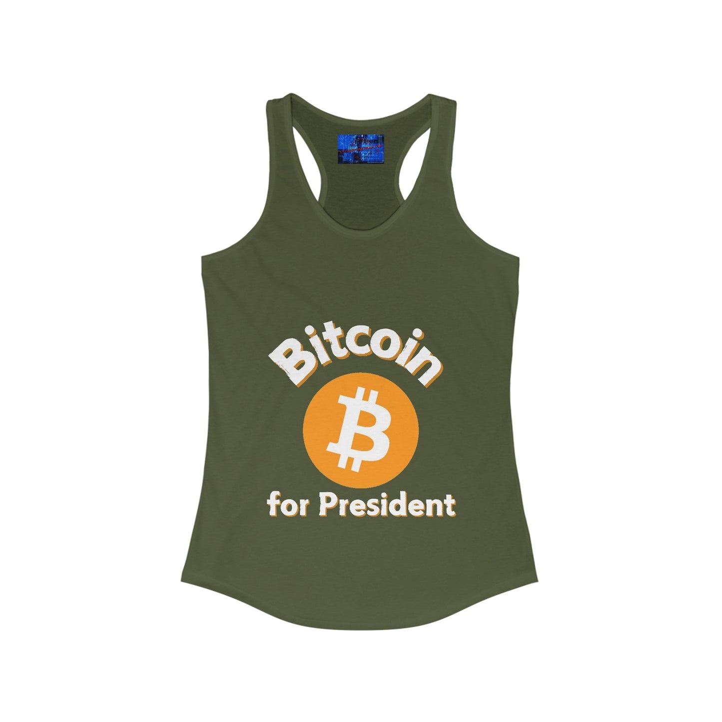 Bitcoin (BTC) for President Women's Racerback Tank Top by cypherpunkgear – cypherpunkgear.com | Cypherpunk Merch