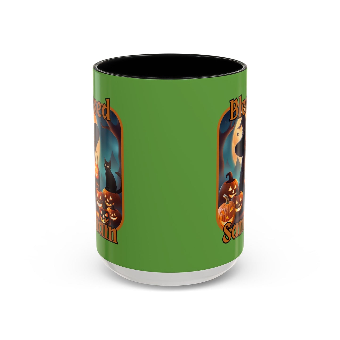 Blessed Samhain Cute Witch ORfont Accent Mug by cypherpunkgear – cypherpunkgear.com | Cypherpunk Merch