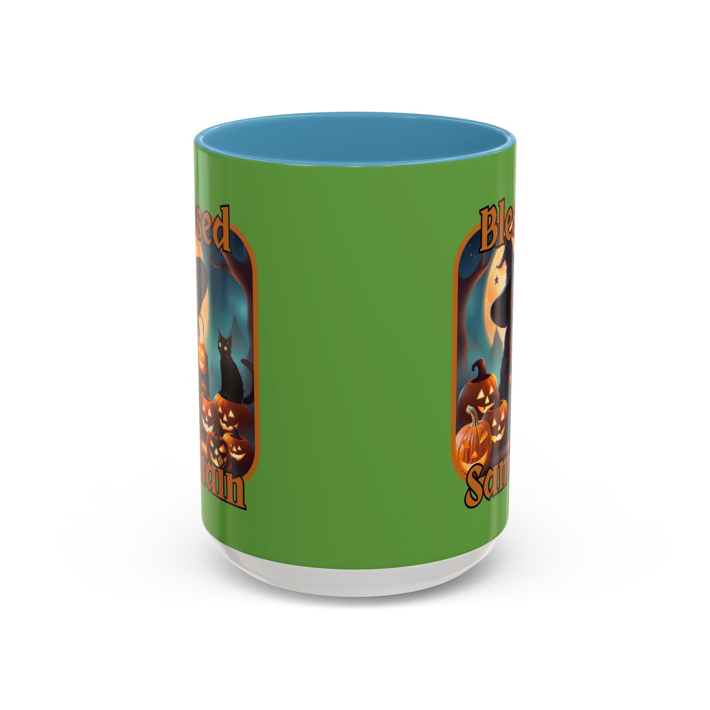 Blessed Samhain Cute Witch ORfont Accent Mug by cypherpunkgear – cypherpunkgear.com | Cypherpunk Merch