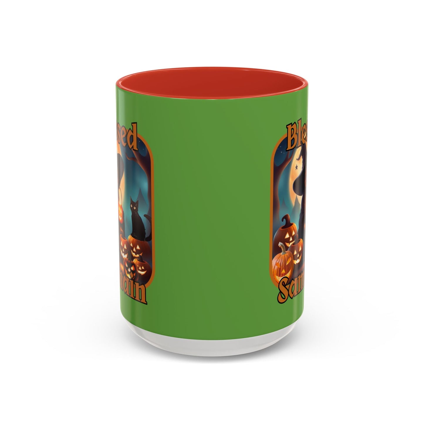 Blessed Samhain Cute Witch ORfont Accent Mug by cypherpunkgear – cypherpunkgear.com | Cypherpunk Merch