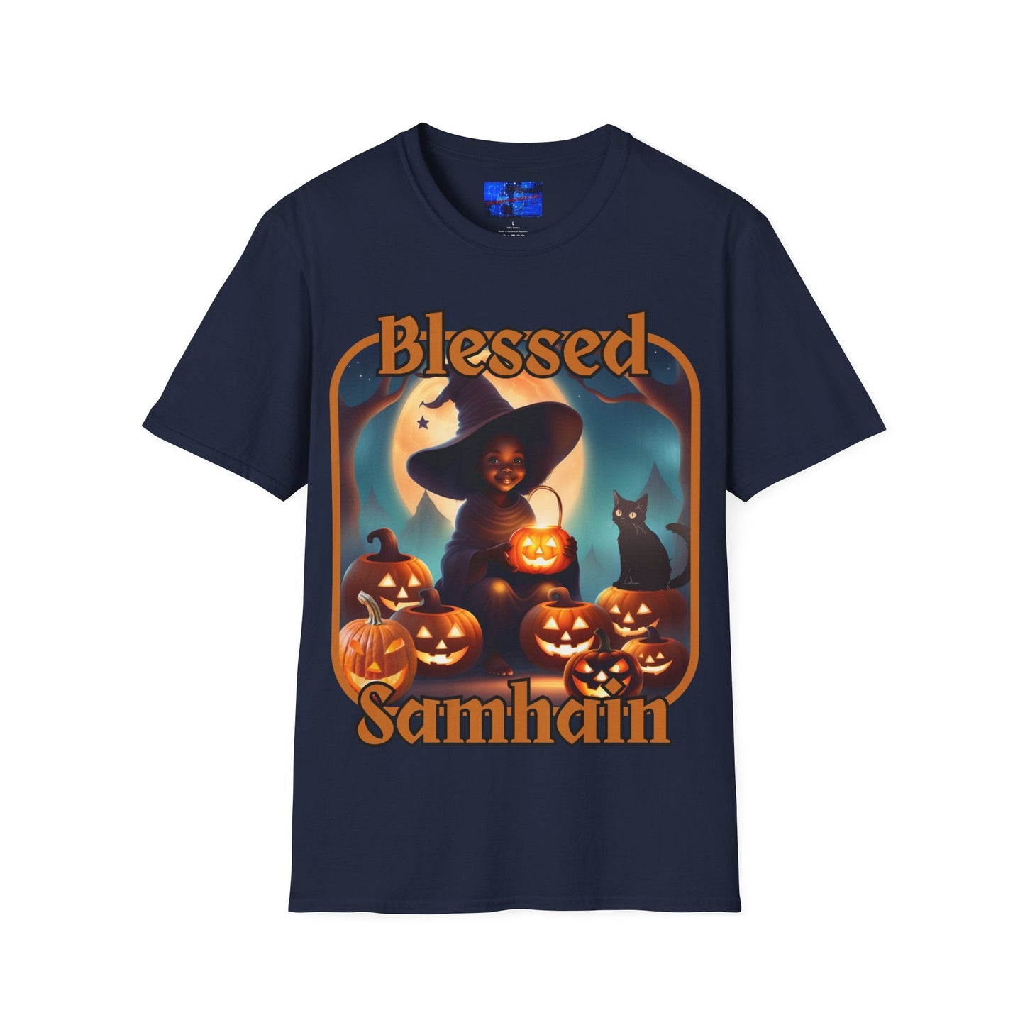 Blessed Samhain Cute Witch ORfont DKcolors Unisex T-Shirt by cypherpunkgear – cypherpunkgear.com | Cypherpunk Merch