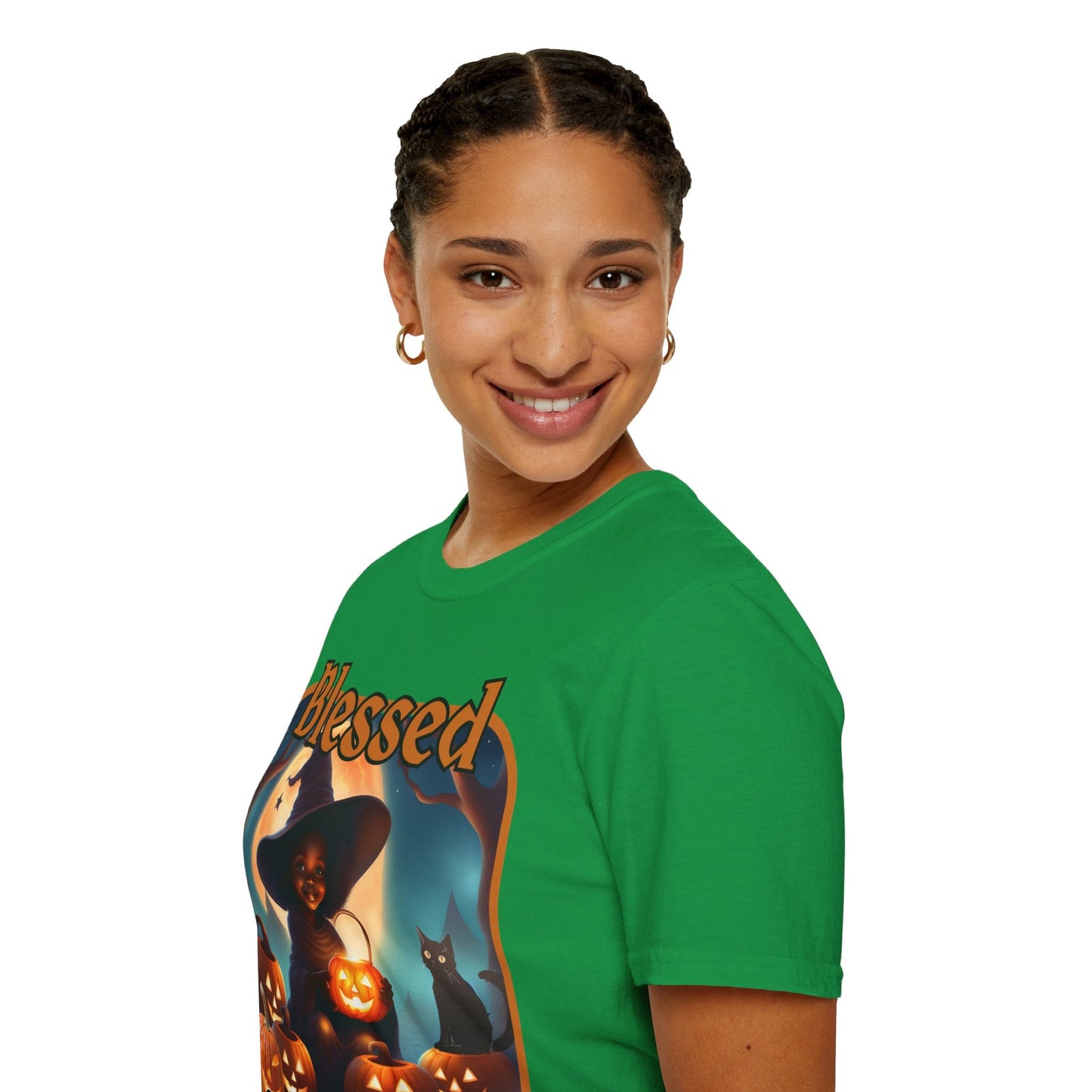 Blessed Samhain Cute Witch ORfont DKcolors Unisex T-Shirt by cypherpunkgear – cypherpunkgear.com | Cypherpunk Merch