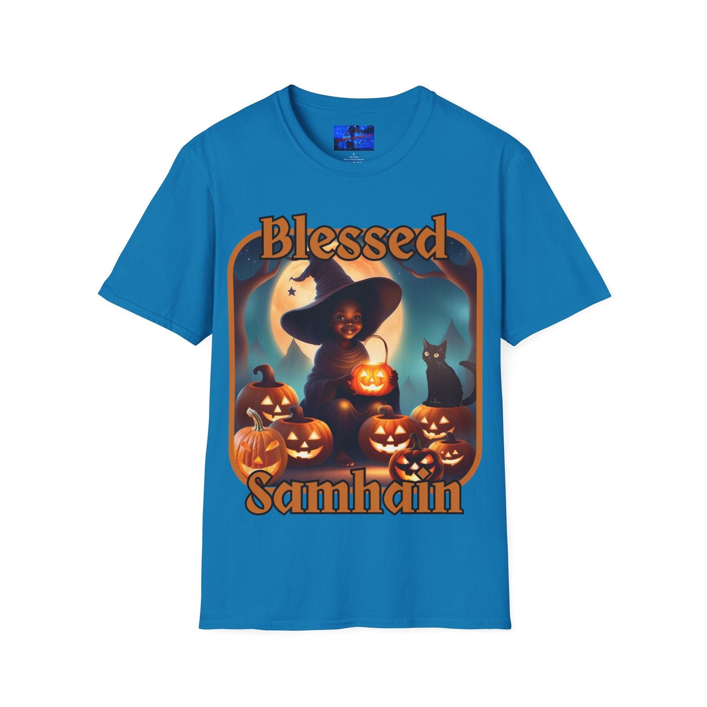 Blessed Samhain Cute Witch ORfont DKcolors Unisex T-Shirt by cypherpunkgear – cypherpunkgear.com | Cypherpunk Merch