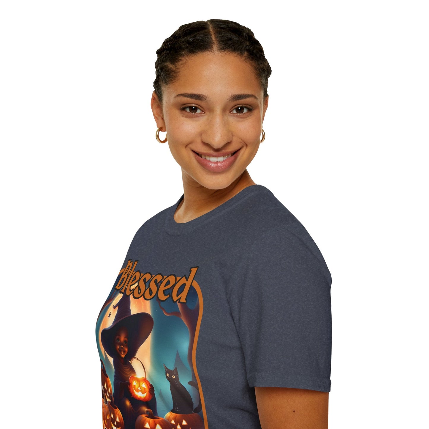Blessed Samhain Cute Witch ORfont DKcolors Unisex T-Shirt by cypherpunkgear – cypherpunkgear.com | Cypherpunk Merch