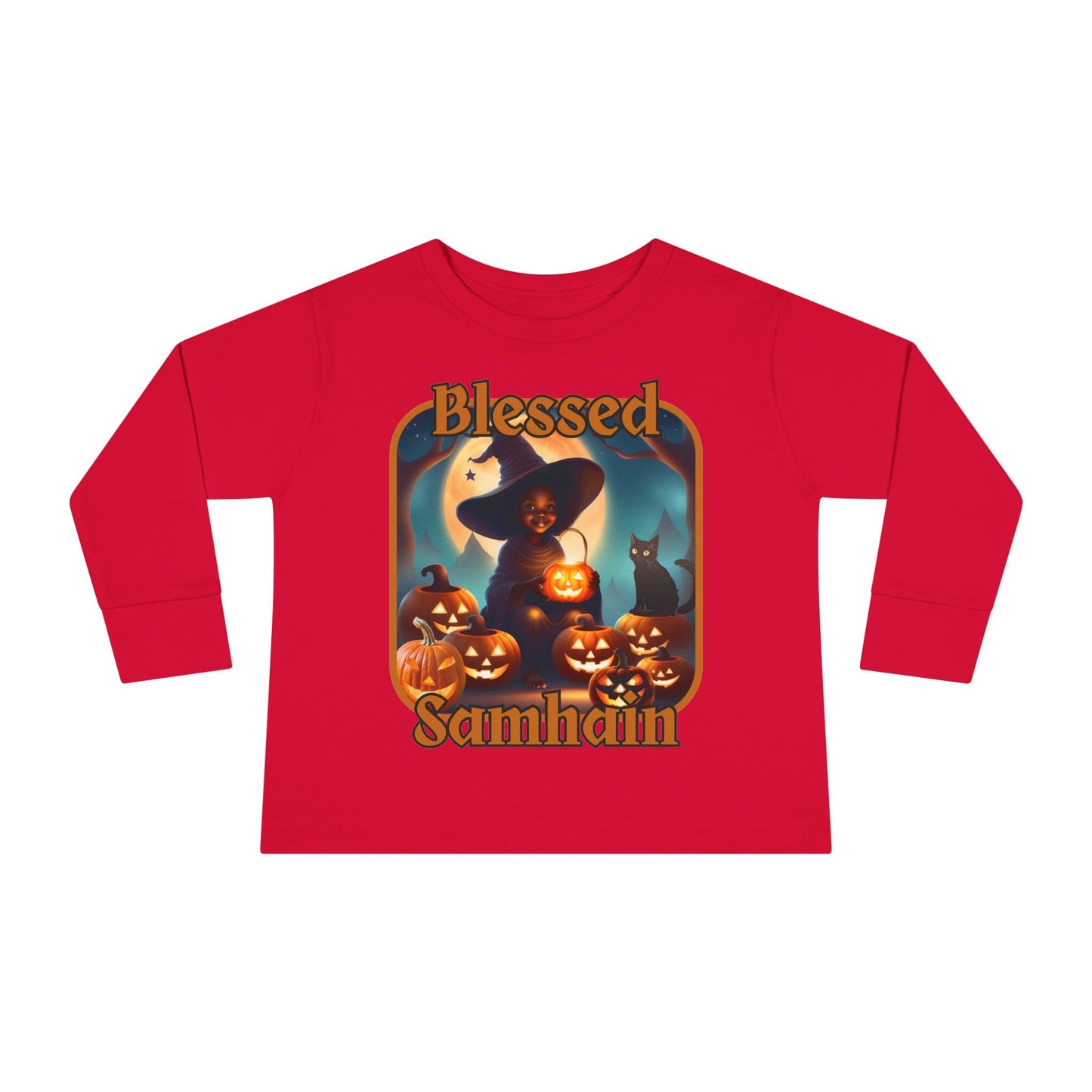 Blessed Samhain Cute Witch ORfont Toddler Long Sleeve Tee by cypherpunkgear – cypherpunkgear.com | Cypherpunk Merch