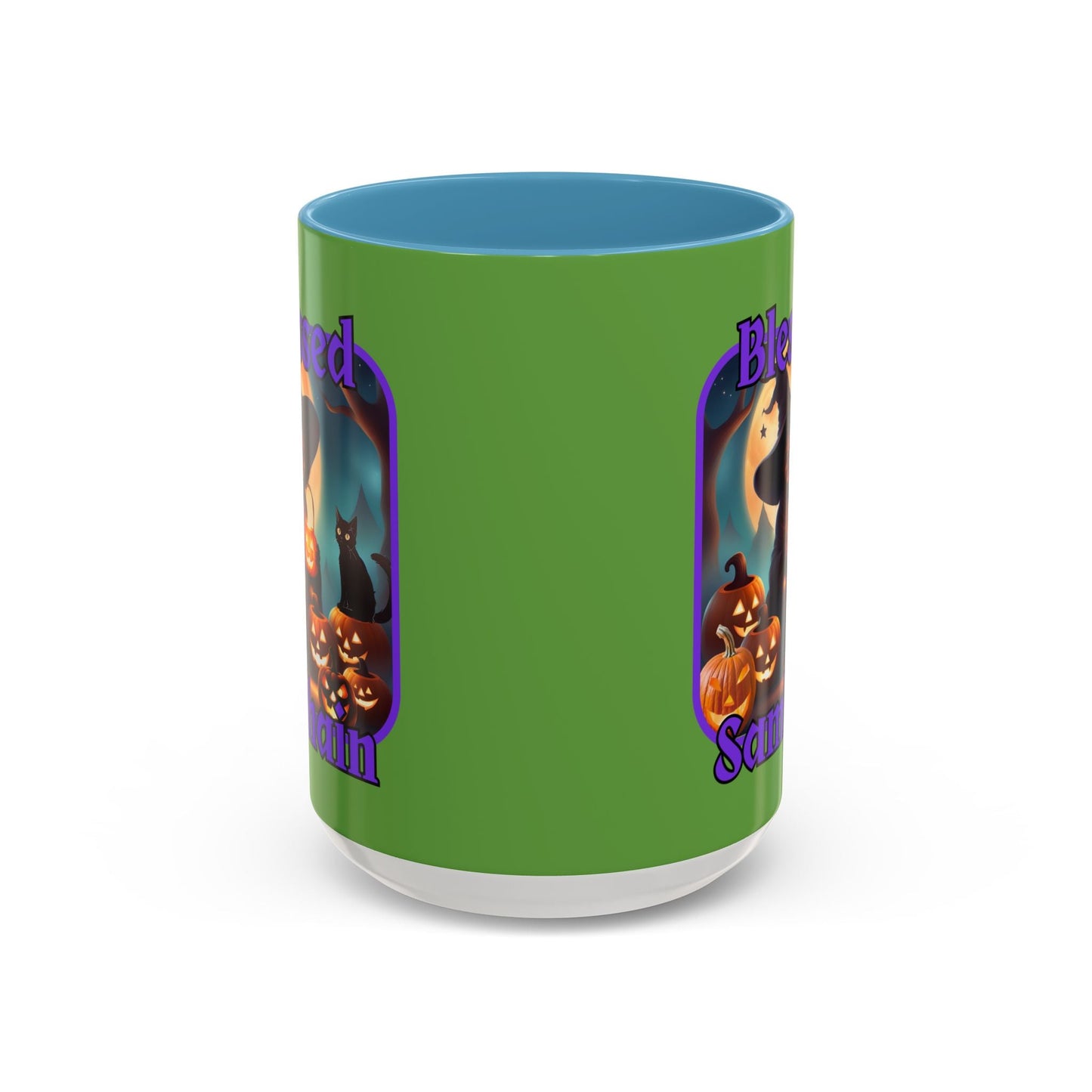 Blessed Samhain Cute Witch PRfont Accent Mug by cypherpunkgear – cypherpunkgear.com | Cypherpunk Merch