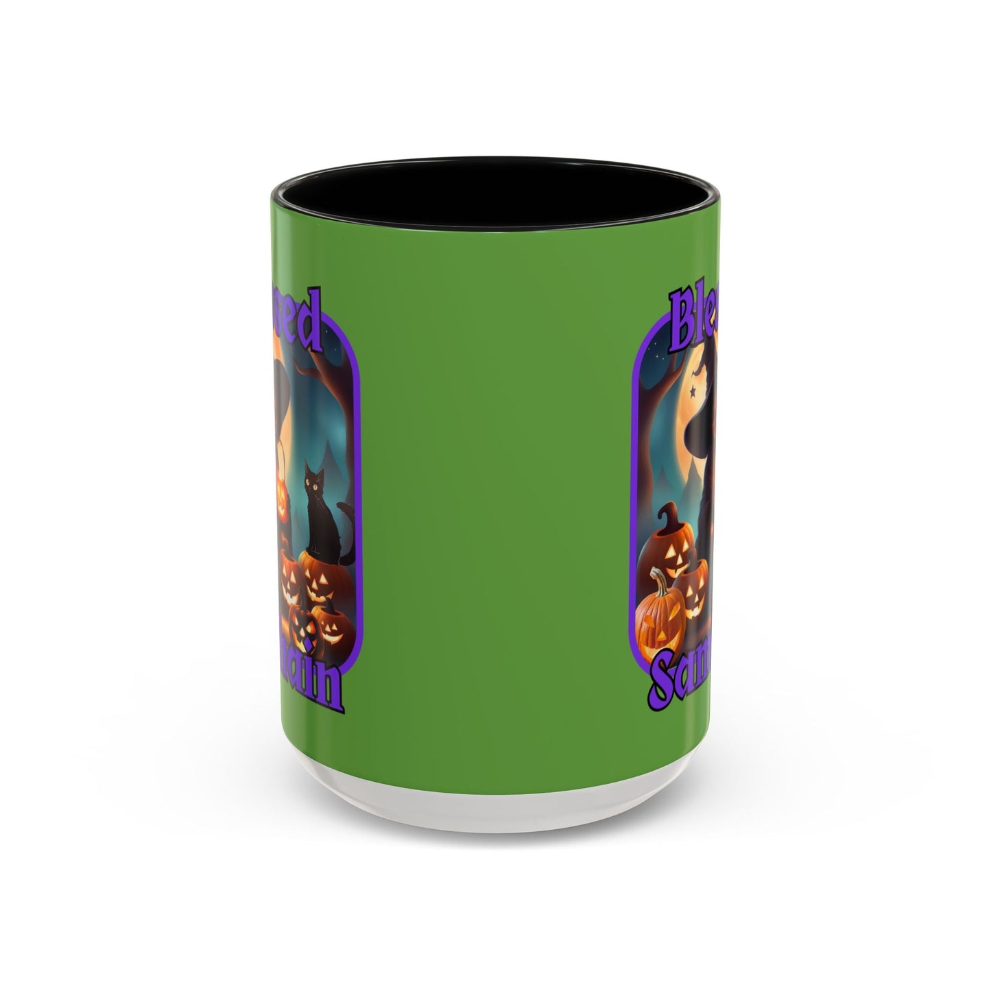 Blessed Samhain Cute Witch PRfont Accent Mug by cypherpunkgear – cypherpunkgear.com | Cypherpunk Merch