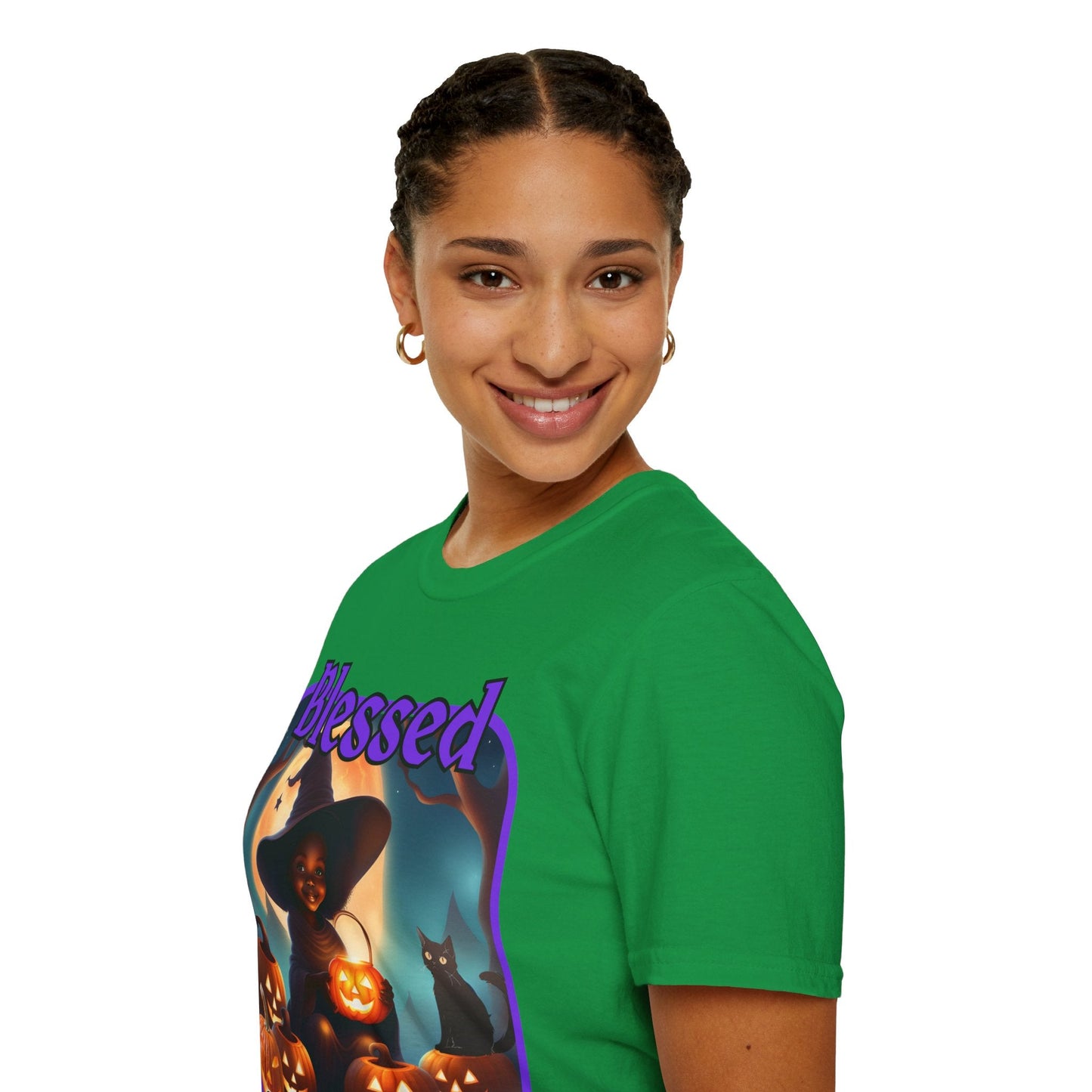 Blessed Samhain Cute Witch PRfont DKcolors Unisex T-Shirt by cypherpunkgear – cypherpunkgear.com | Cypherpunk Merch