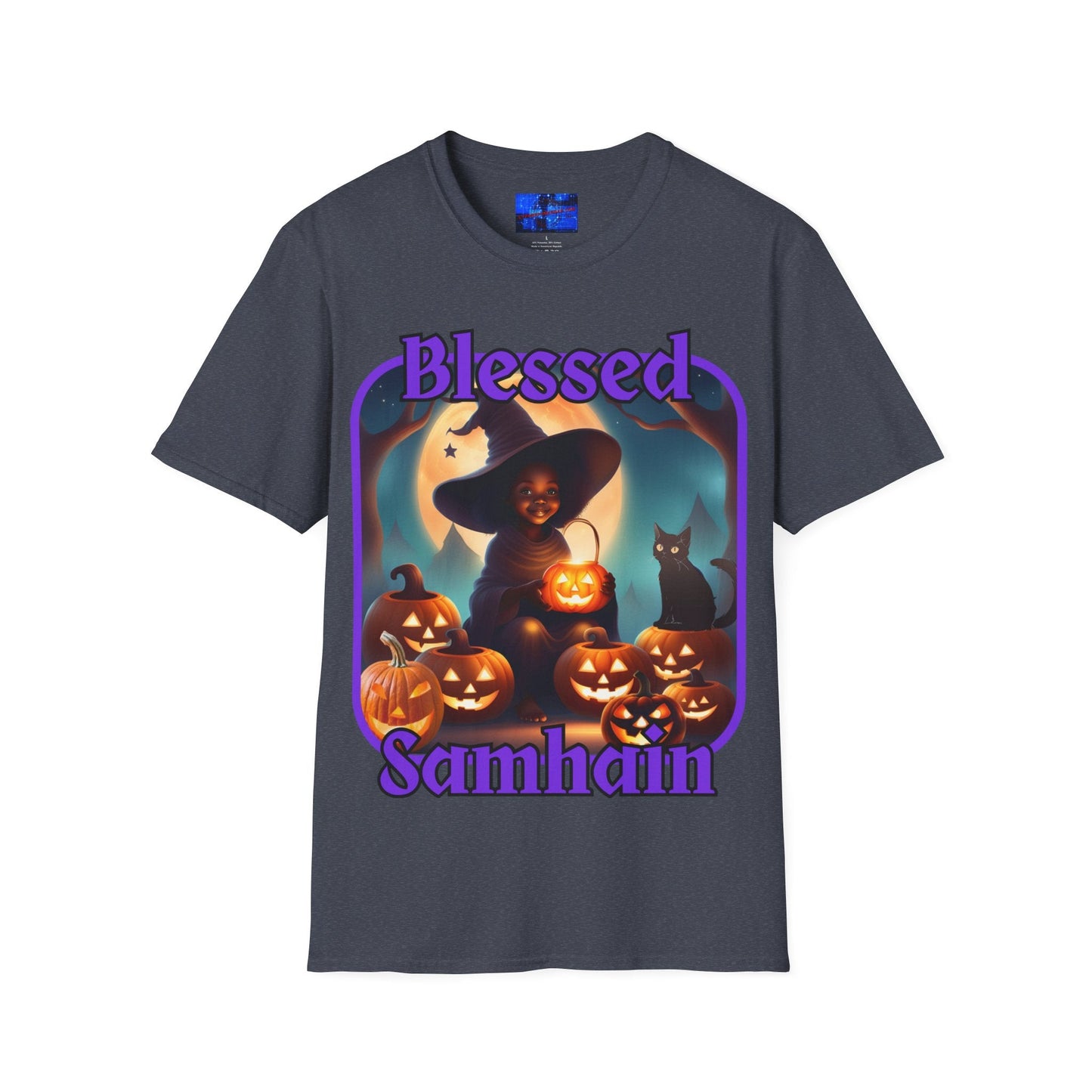 Blessed Samhain Cute Witch PRfont DKcolors Unisex T-Shirt by cypherpunkgear – cypherpunkgear.com | Cypherpunk Merch