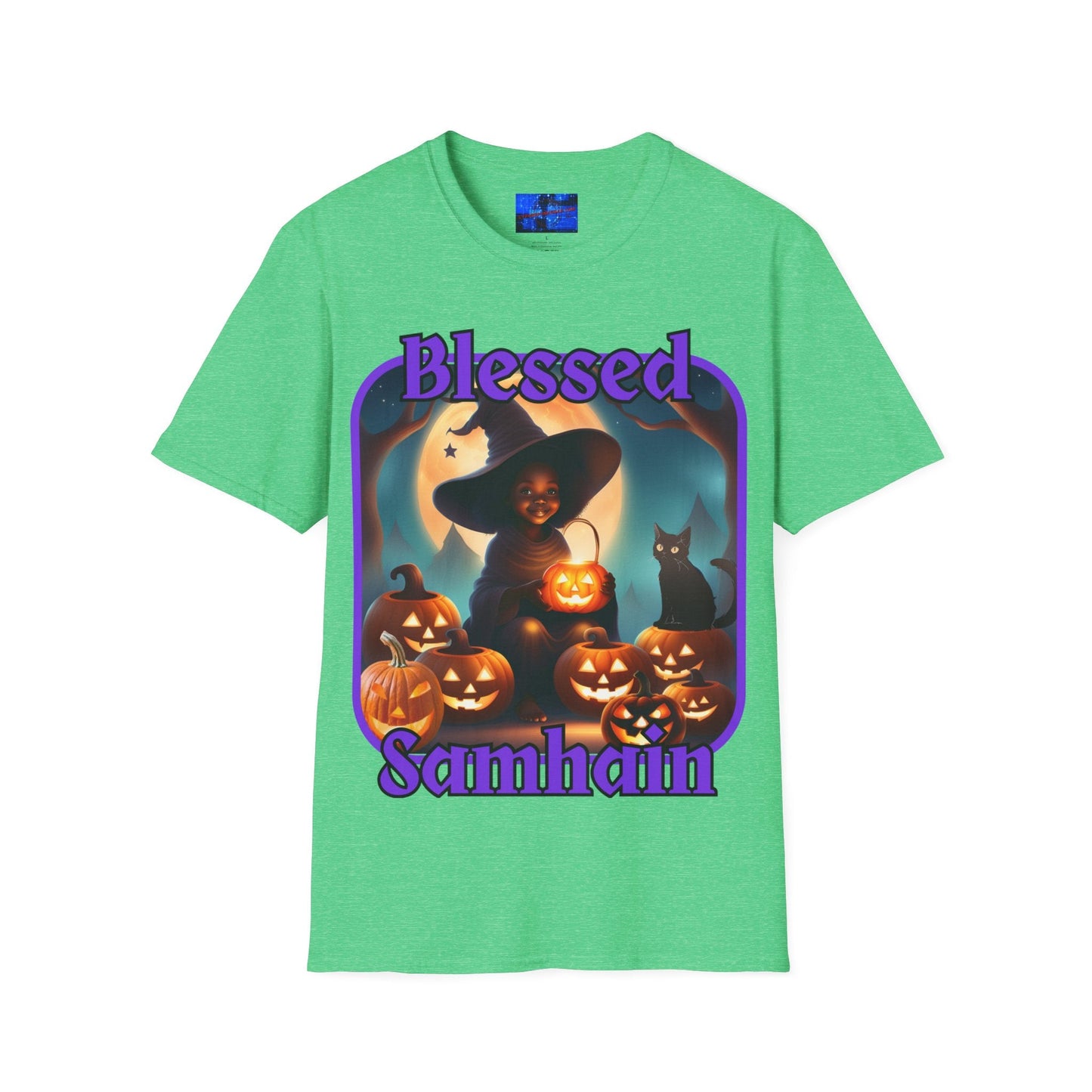 Blessed Samhain Cute Witch PRfont DKcolors Unisex T-Shirt by cypherpunkgear – cypherpunkgear.com | Cypherpunk Merch