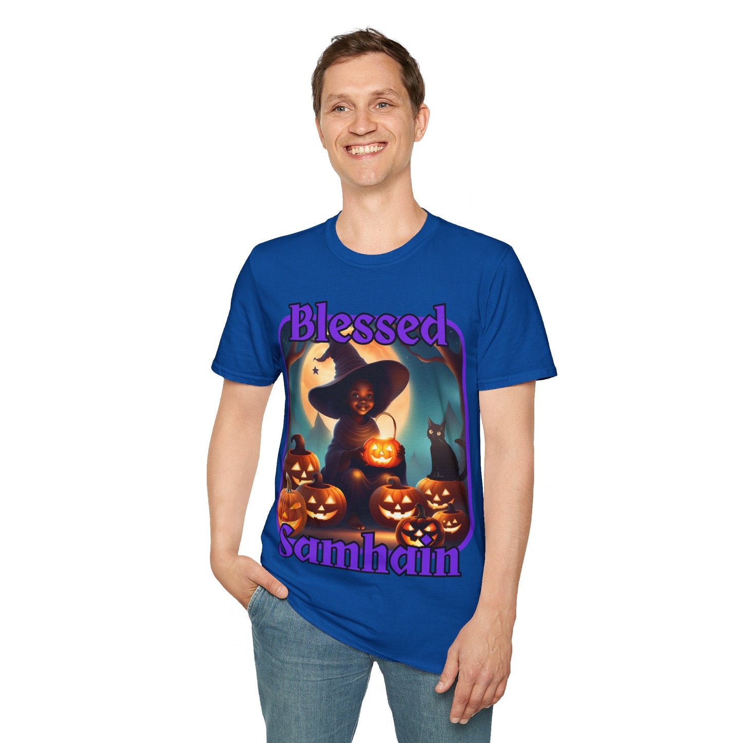 Blessed Samhain Cute Witch PRfont DKcolors Unisex T-Shirt by cypherpunkgear – cypherpunkgear.com | Cypherpunk Merch