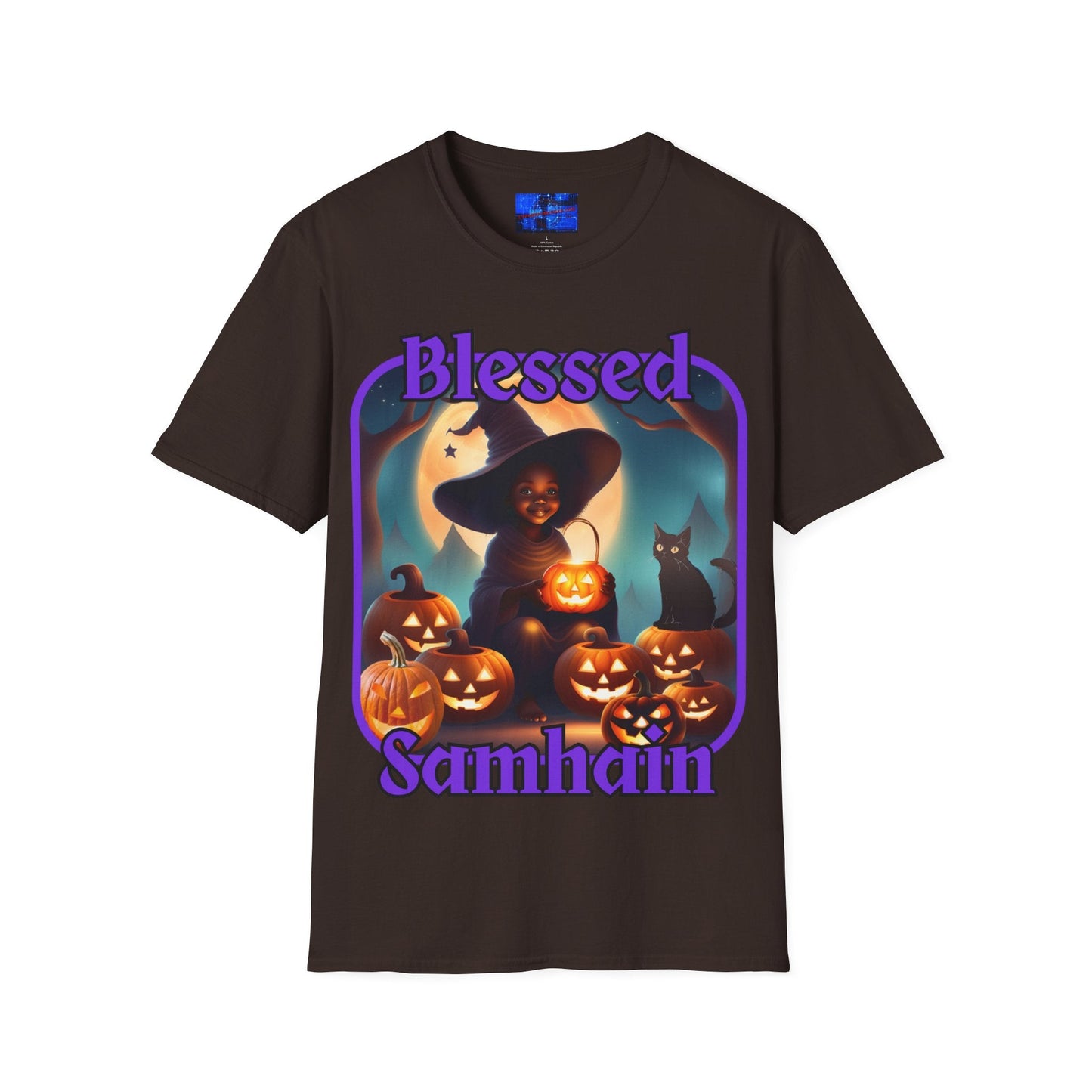 Blessed Samhain Cute Witch PRfont DKcolors Unisex T-Shirt by cypherpunkgear – cypherpunkgear.com | Cypherpunk Merch