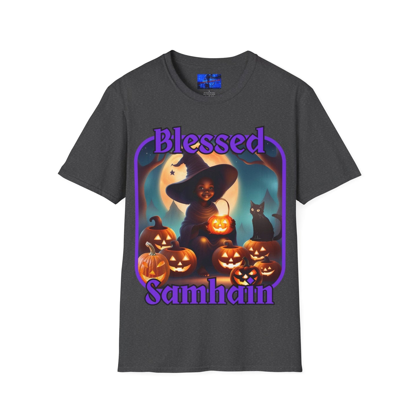 Blessed Samhain Cute Witch PRfont DKcolors Unisex T-Shirt by cypherpunkgear – cypherpunkgear.com | Cypherpunk Merch