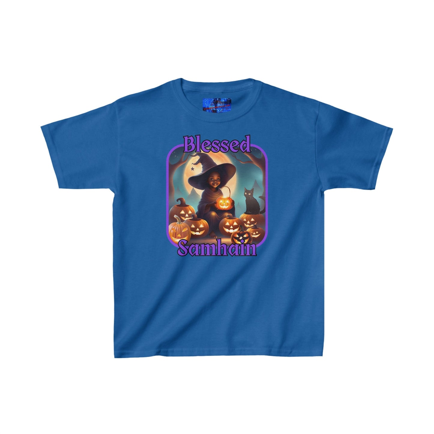 Blessed Samhain Cute Witch PRfont Kids Heavy Cotton™ Tee by cypherpunkgear – cypherpunkgear.com | Cypherpunk Merch