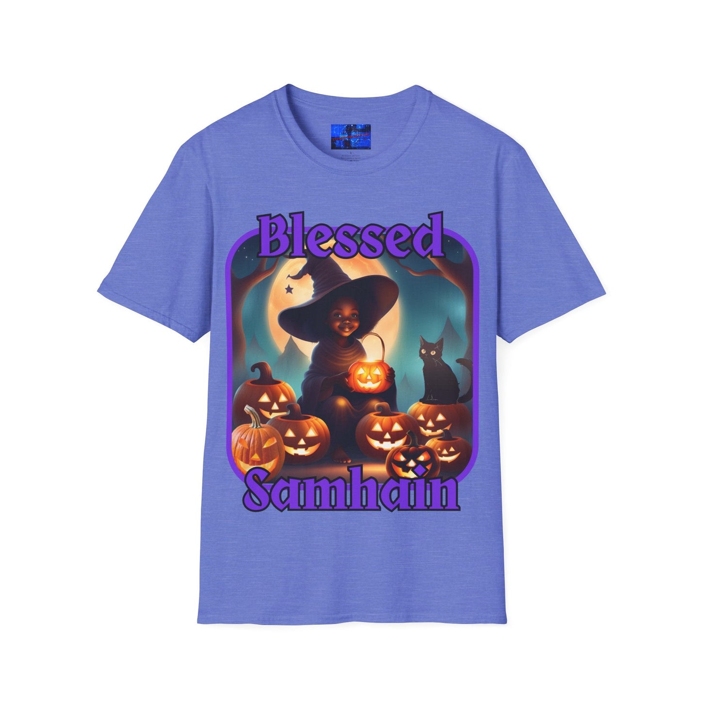 Blessed Samhain Cute Witch PRfont LTcolors Unisex T-Shirt by cypherpunkgear – cypherpunkgear.com | Cypherpunk Merch