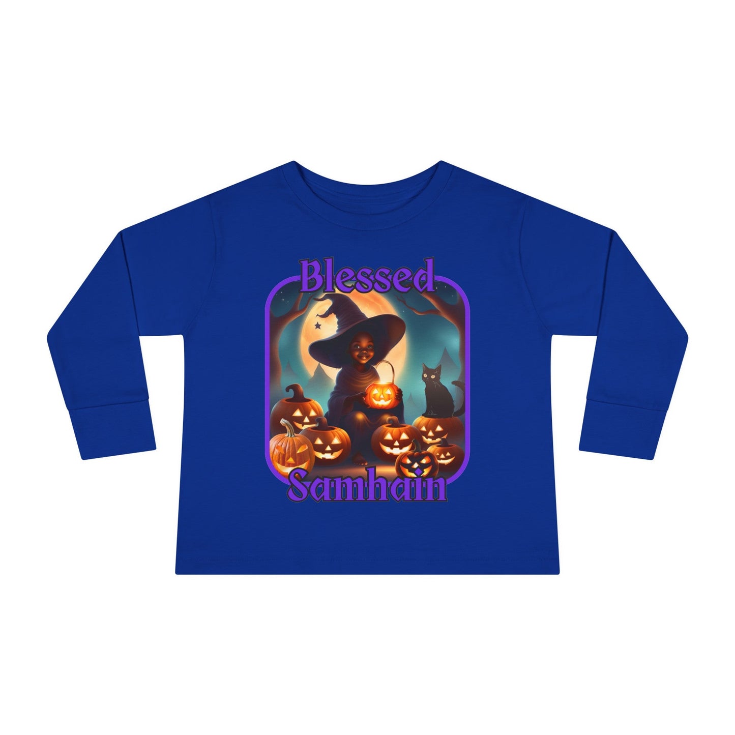 Blessed Samhain Cute Witch PRfont Toddler Long Sleeve Tee by cypherpunkgear – cypherpunkgear.com | Cypherpunk Merch